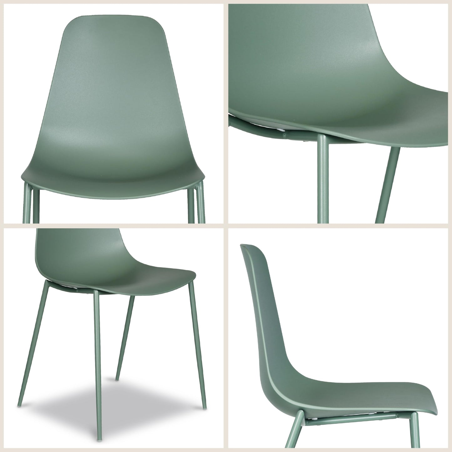 POLY & BARK Isla Modern Dining Chairs Set of 4 – Mid Century Modern Plastic Dining Chair with Metal Legs – Kitchen & Dining Room Chairs – Indoor/Outdoor – White