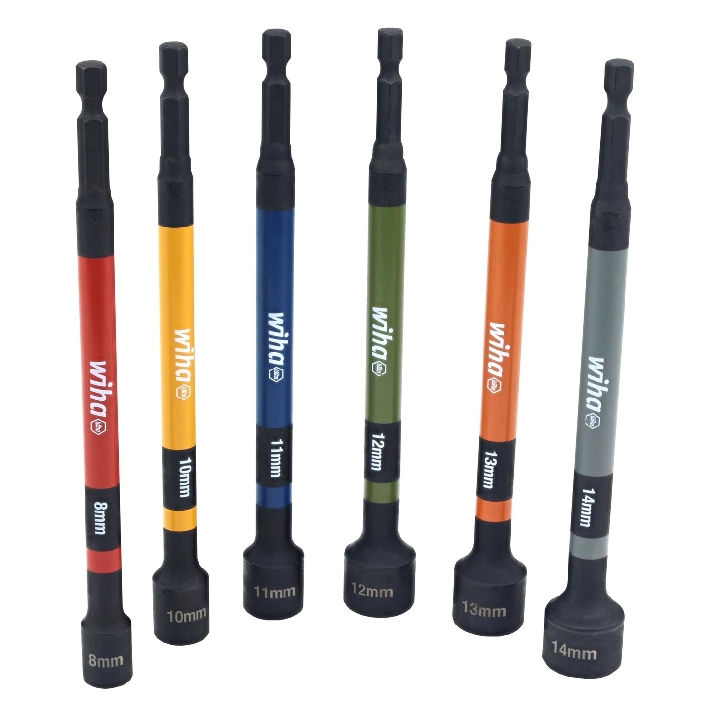 Wiha 70486 Magnetic Nut Setter Set, 6 Piece SAE, Color Coded, 1/4-Inch Hex Drive, Impact Rated