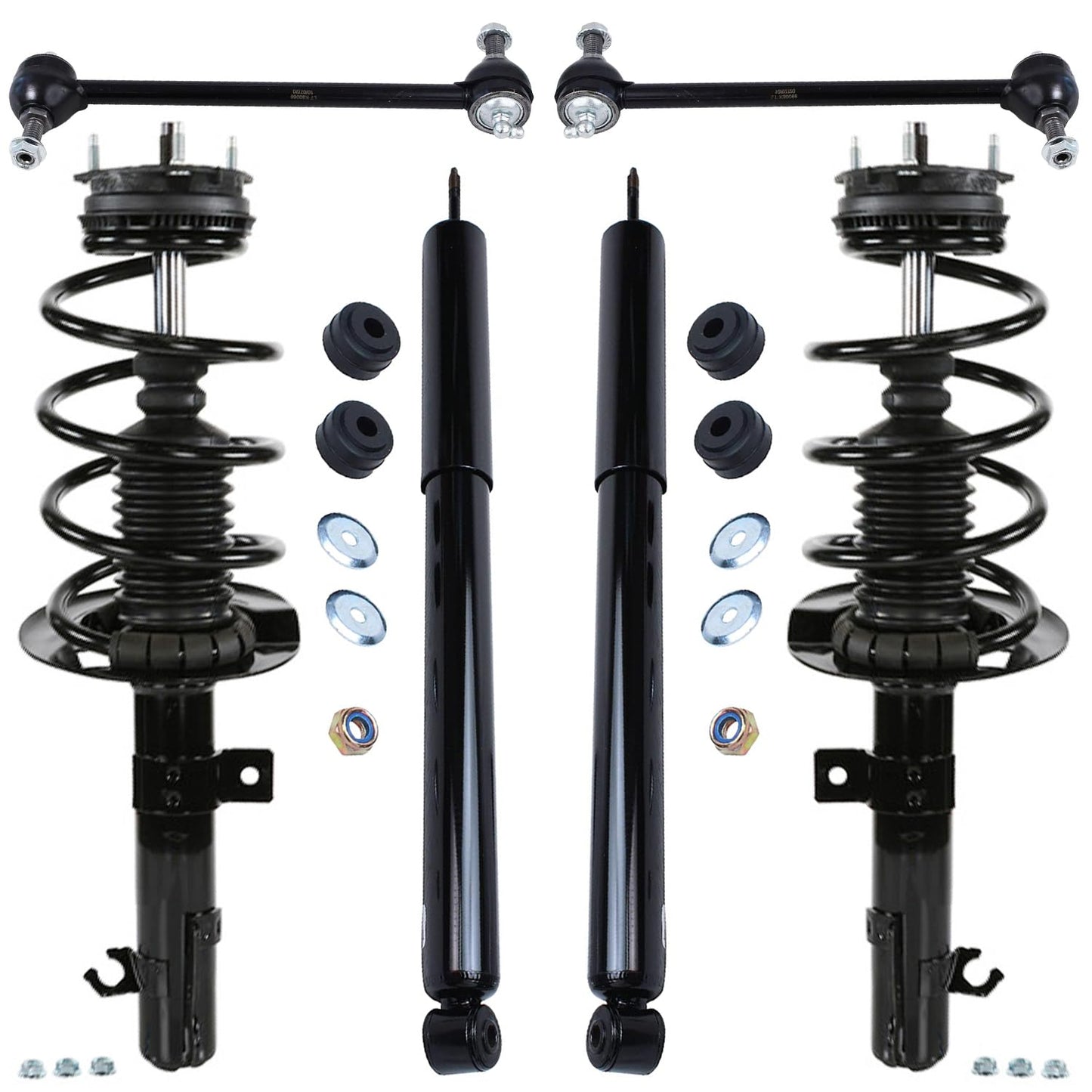 Detroit Axle - 6pc Struts Shocks Kit for 2014-2018 Chevy Silverado 1500 GMC Sierra 1500, 2 Front Struts w/Coil Springs 2 Sway Bars 2 Rear Shock Absorbers 2015 2016 2017 Replacement Suspension