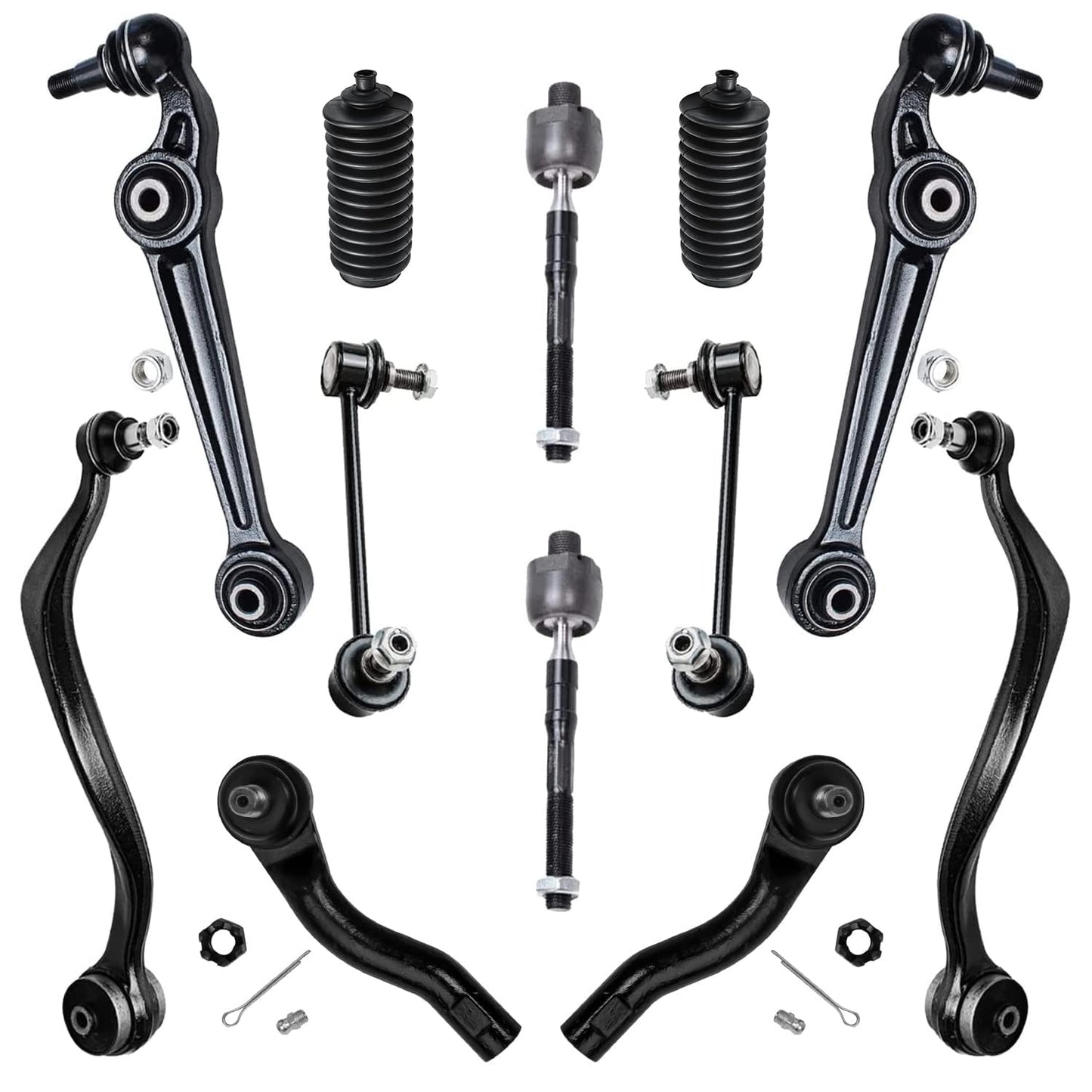 Detroit Axle - 12pc Front End Kit for 07-13 Chevy Silverado 1500 GMC Sierra | Suburban Yukon XL 1500 Tahoe Escalade ESV EXT, 2 Upper Control Arms 2 Sway Bars 4 Tie Rods 2 Lower Ball Joints 2 Boots