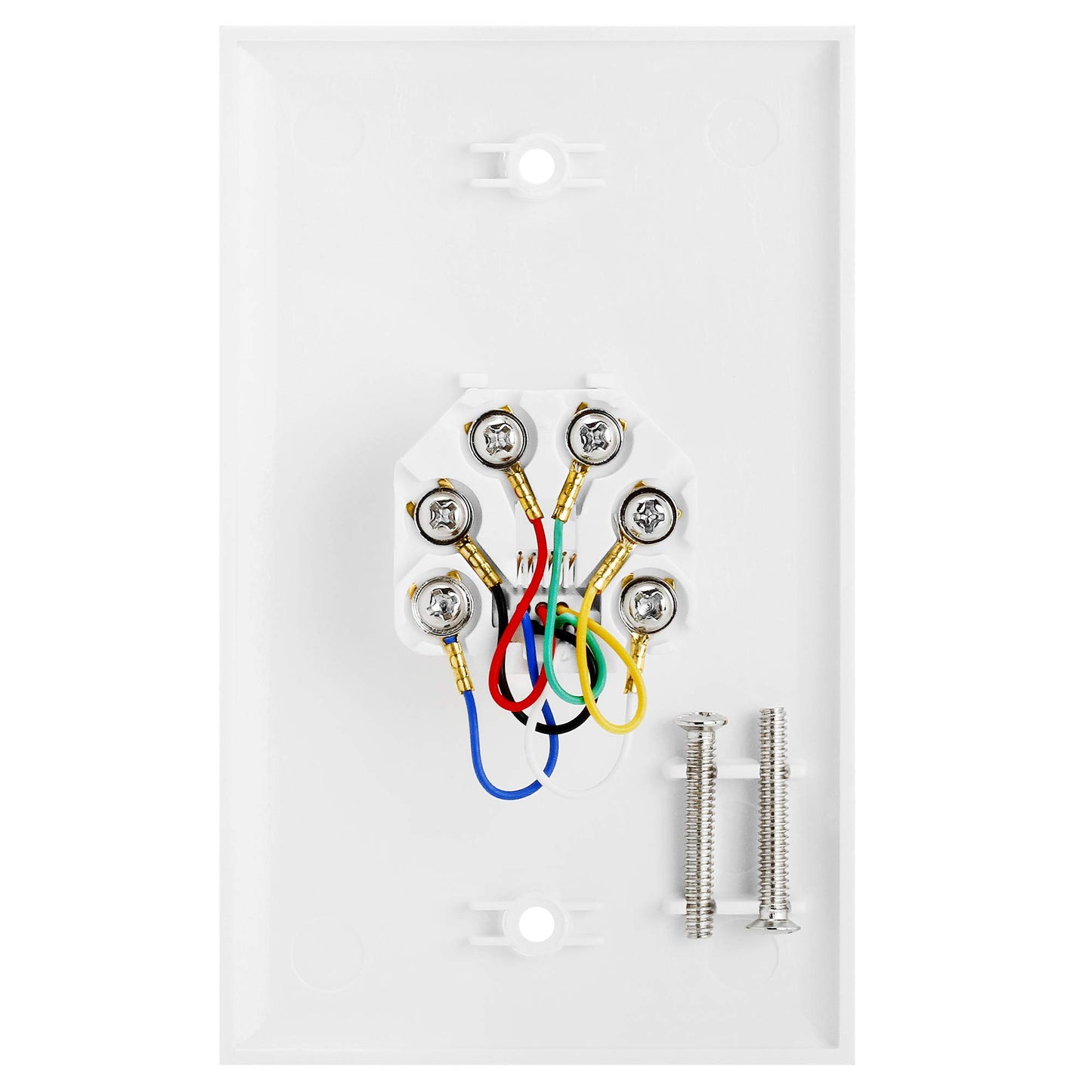 Cmple - Single RJ11 Connector with 6 Conductors Phone Wall Plate Jack 6P6C Telephone Single Jack Wallplate with Screws