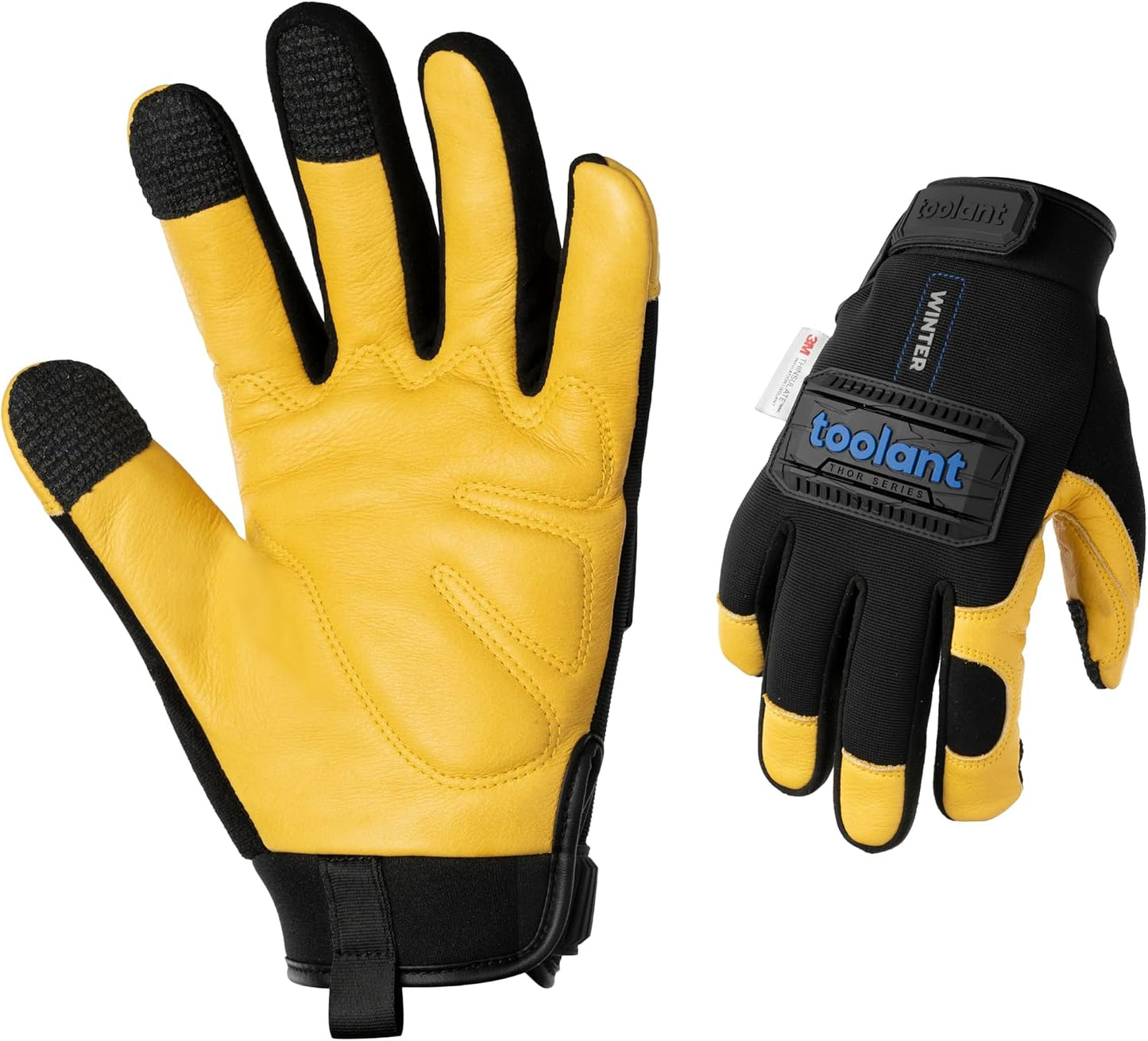 toolant Upgraded Waterproof Winter Work Glove with 3M Lining,Heavy Duty High Dexterity Leather Gloves,Touchscreen with Impact Protection