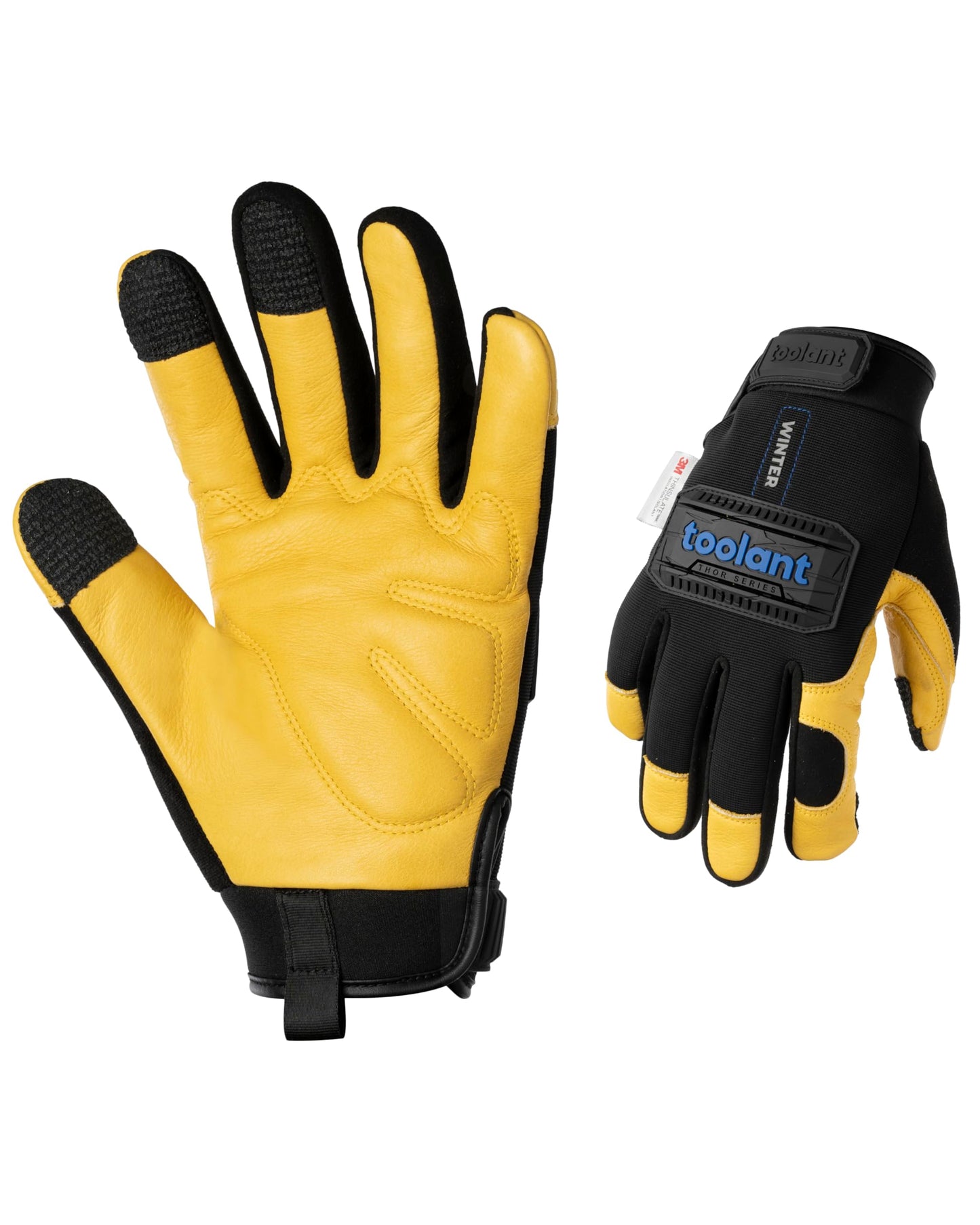toolant Upgraded Waterproof Winter Work Glove with 3M Lining,Heavy Duty High Dexterity Leather Gloves,Touchscreen with Impact Protection