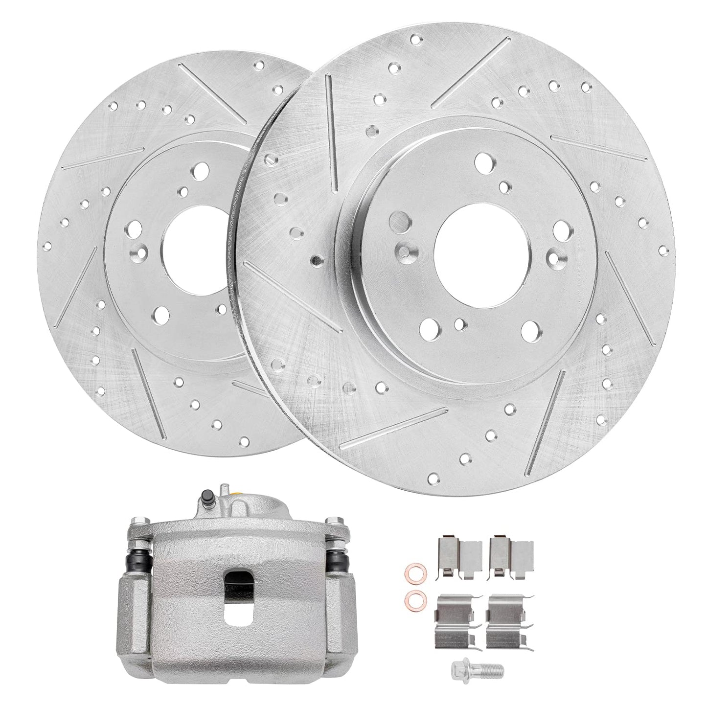 Detroit Axle - Front Brake Kit for 2006-2018 Dodge Ram 1500, 07-09 Durango Chrysler Aspen, 2019-2024 Ram 1500 Classic, Drilled and Slotted Disc Brake Rotors Ceramic Brakes Pads Replacement