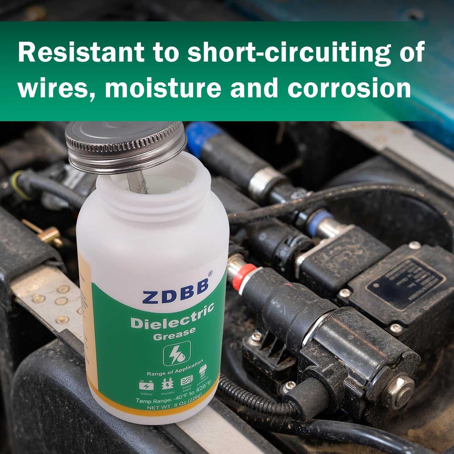 ZDBB Dielectric Grease for Electrical Connectors Automotive, Tune Up Dialectric Grease with a Brush, Electric Grasa Spark Plug, Battery Terminal, Marine Waterproof Heat-Resistant 1oz (1pcs)