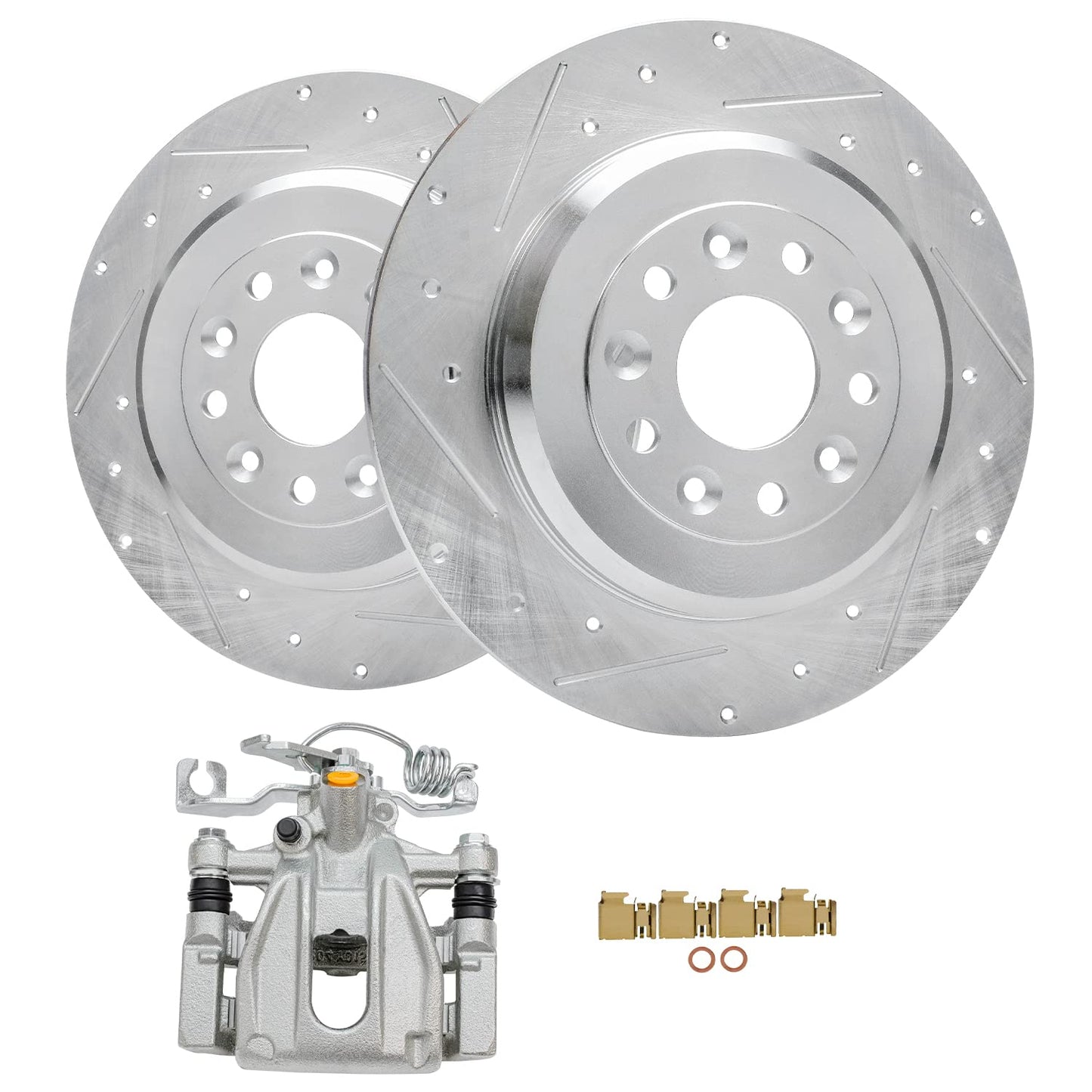 Detroit Axle - Front Brake Kit for Chevy GMC Silverado Sierra 2500HD 3500, Avalanche 2500, Sierra 3500HD, Express Savana 3500 4500 Drilled Disc Brakes Rotors Ceramic Brake Pads Replacement:12.8" inch