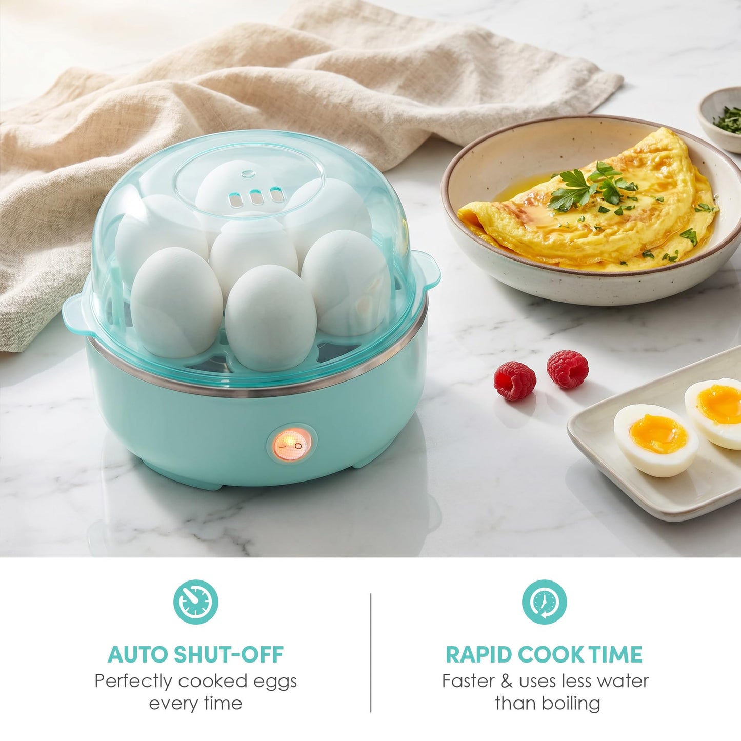 Elite Gourmet EGC115B Easy Egg Cooker Electric 7-Egg Capacity, Soft, Medium, Hard-Boiled Egg Cooker with Auto Shut-Off, Measuring Cup Included, BPA Free, Classic Black
