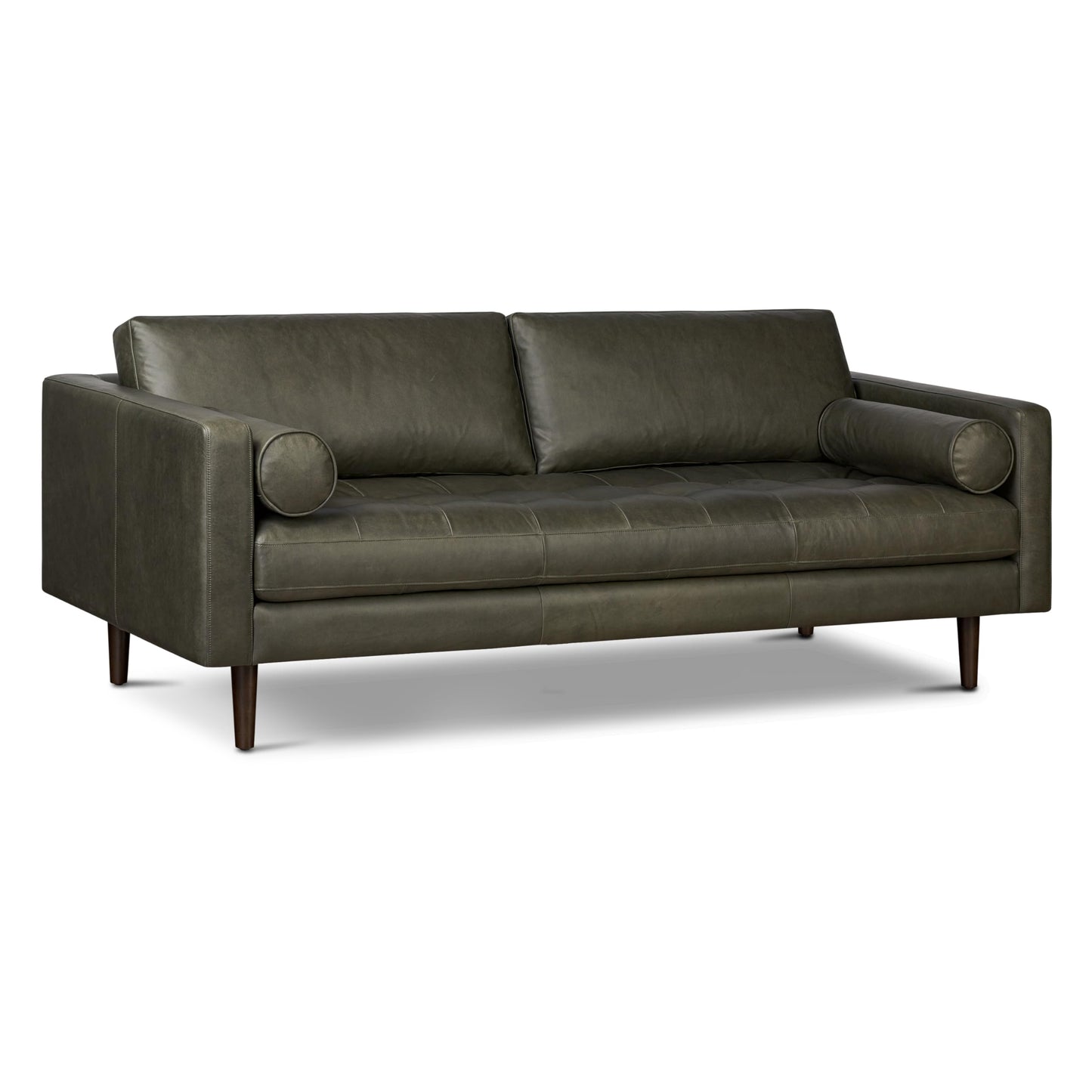 POLY & BARK Napa 82" Leather Pull‑Out Sleeper Sofa – Full‑Grain Italian Leather Upholstery,Tri‑Layer Mattress & Storage Console –Sophisticated Multi‑Functional Sofa Bed for Living Rooms & Guest Spaces