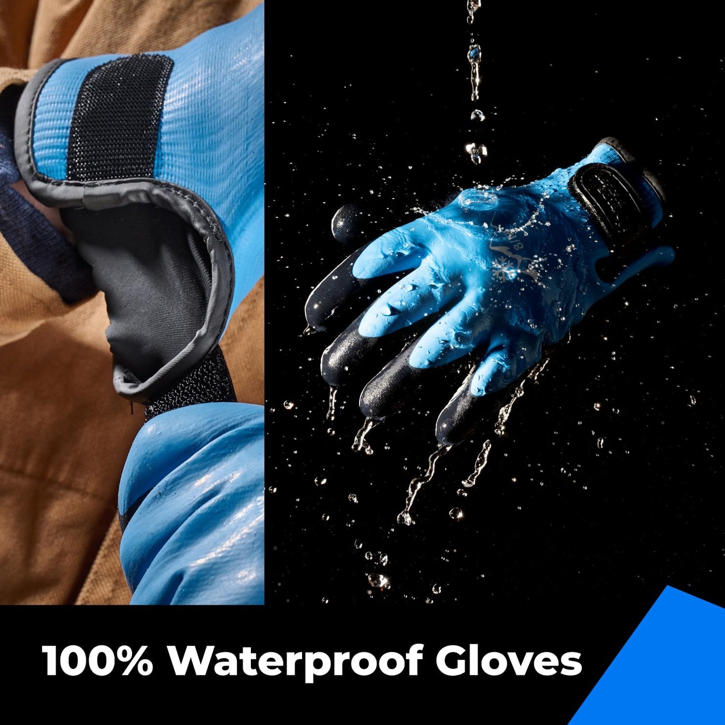 toolant 100% Waterproof Gloves for Men and Women, Winter Work Gloves for Cold Weather, Touchsreen, Thermal Gloves for Freezer Work, Fishing and Gardening, With Grip, Grey, X-Large