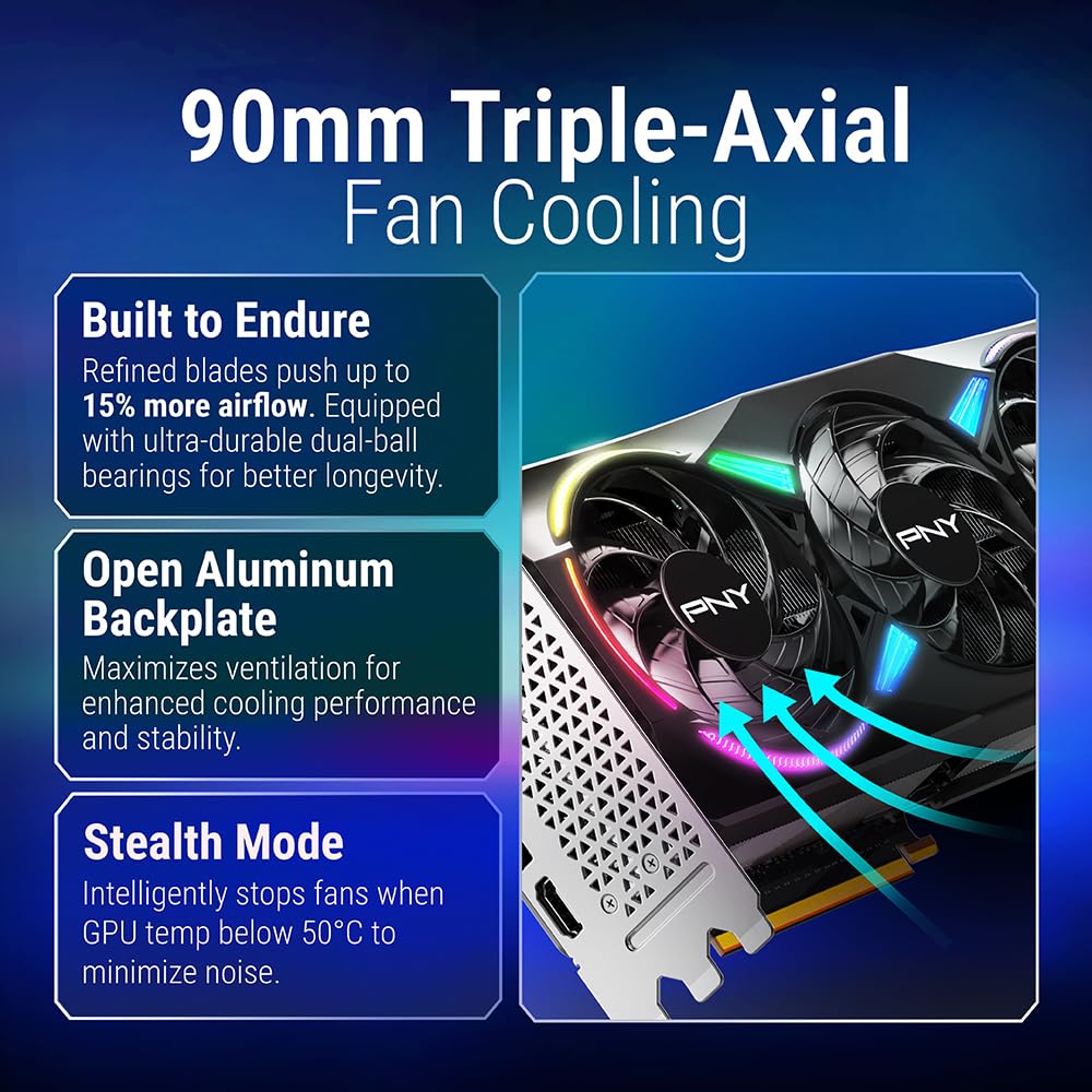 PNY NVIDIA GeForce RTX™ 5070 Ti OC Triple Fan, Graphics Card (16GB GDDR7, 256-bit, Boost Speed: 2572 MHz, PCIe® 5.0, HDMI®/DP 2.1, 2.98-Slot, Blackwell Architecture, DLSS 4)