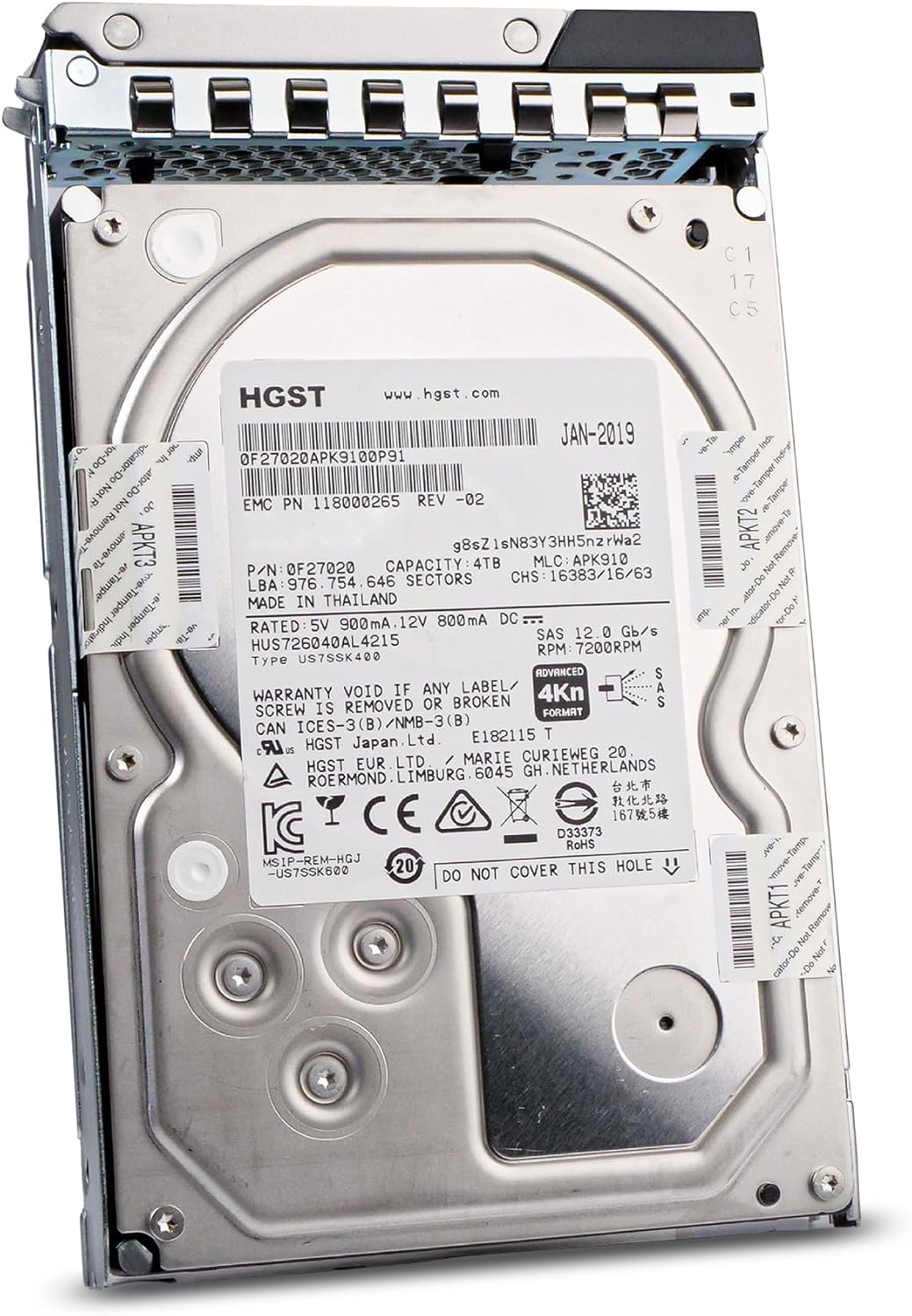 Dell 4TB 7200 RPM SAS 12Gb/s 4Kn 3.5in Enterprise PowerEdge Hard Drive for R440 R750 R450 T150 R470 T560 T40 R250 R740 R640 T550 T350 R540 R840 ME4024 R650XS 00F9W8 G16 (Renewed)