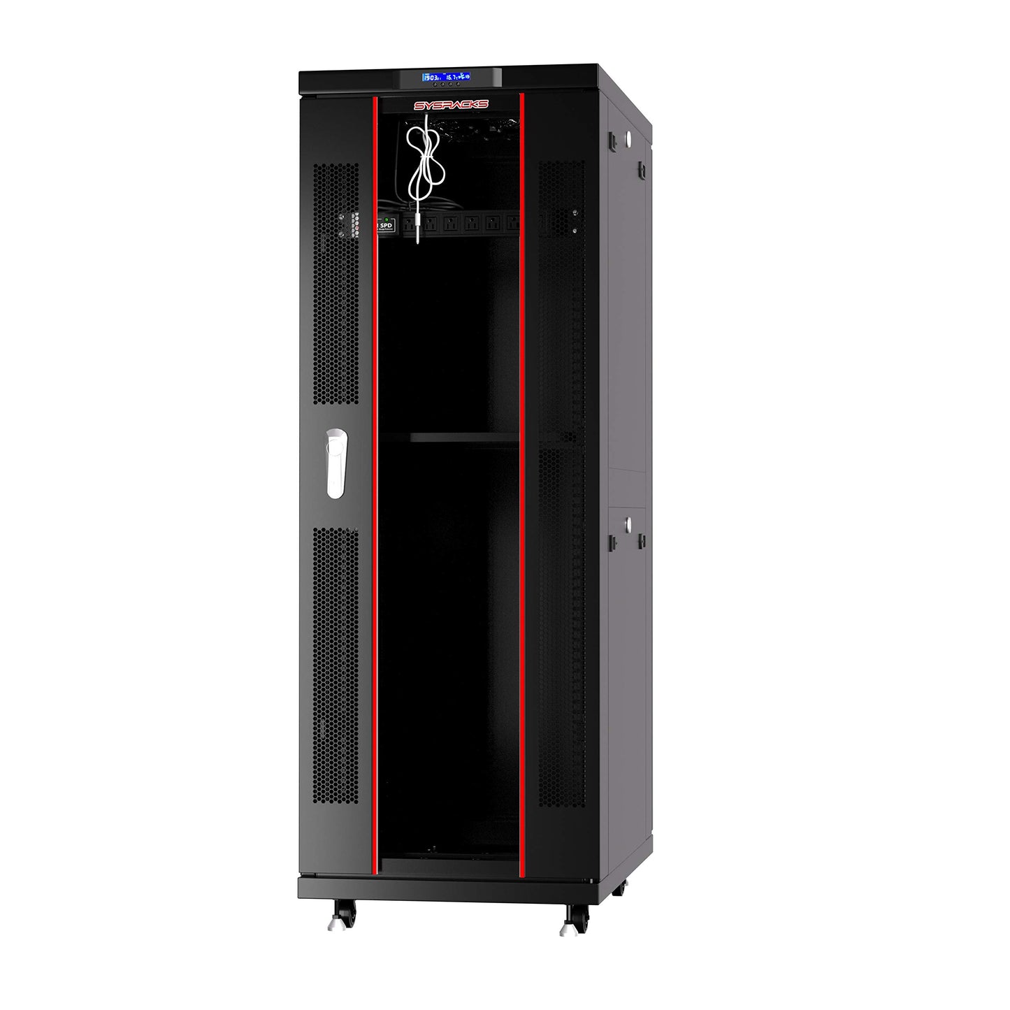 37U Home Server Rack Cabinet – 19" Floor Standing Network Rack, 32" Deep Homelab Rack with Locking Glass Door, Cooling Fans, PDU & Shelf for NAS, Router, Switch and AV Equipment