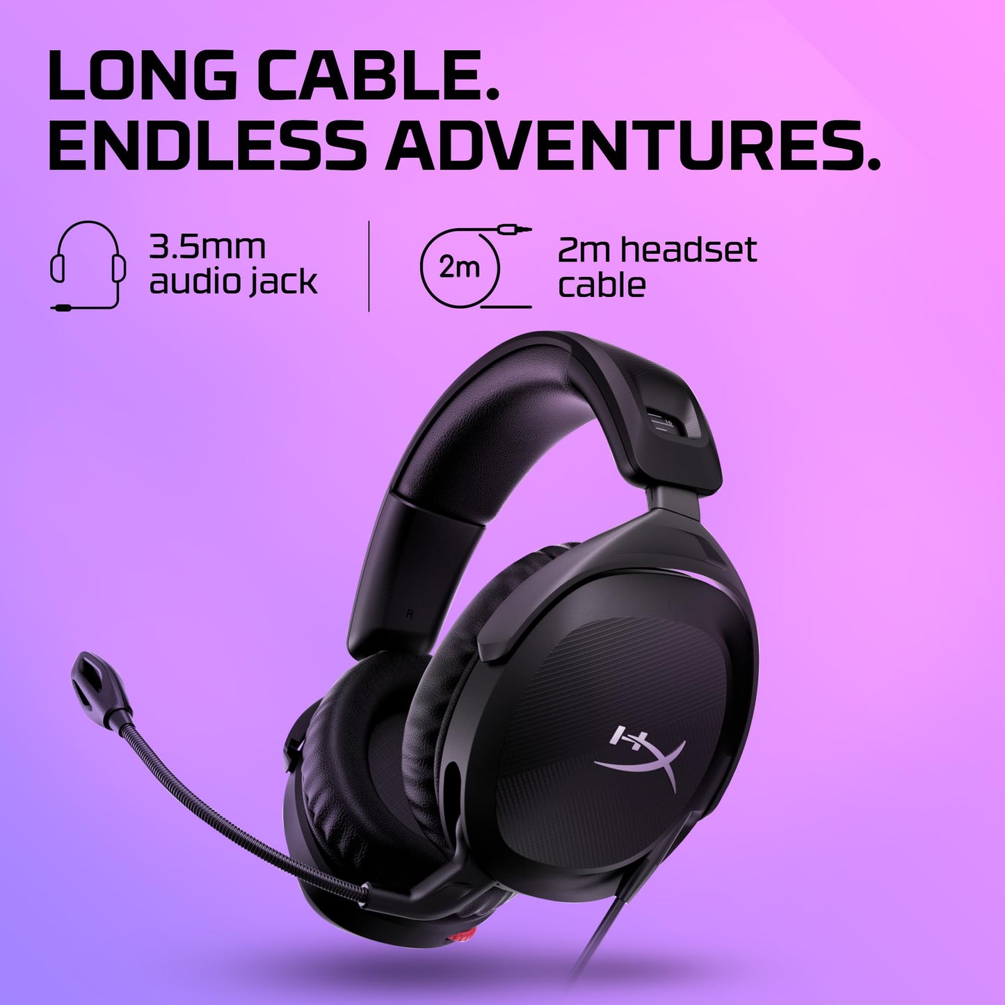 HyperX Cloud Stinger 2 - Wireless Gaming Headset – Compatible with PC. Noise-cancelling Swivel-to-mute Microphone, Comfortable Memory Foam, UP to 20 hours of battery life,Black