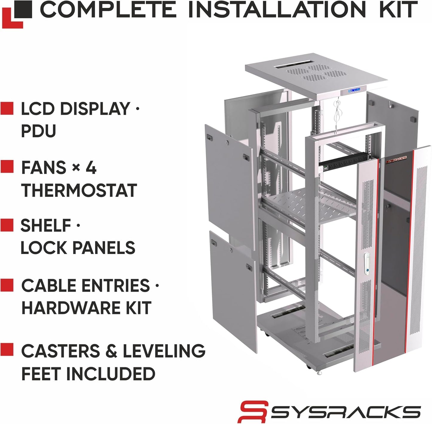 42U Home Server Rack Cabinet – 19" Floor Standing Network Rack, 35" Deep Homelab Rack with Locking Glass Door, Cooling Fans, PDU & Shelf for NAS, Router, Switch and AV Equipment