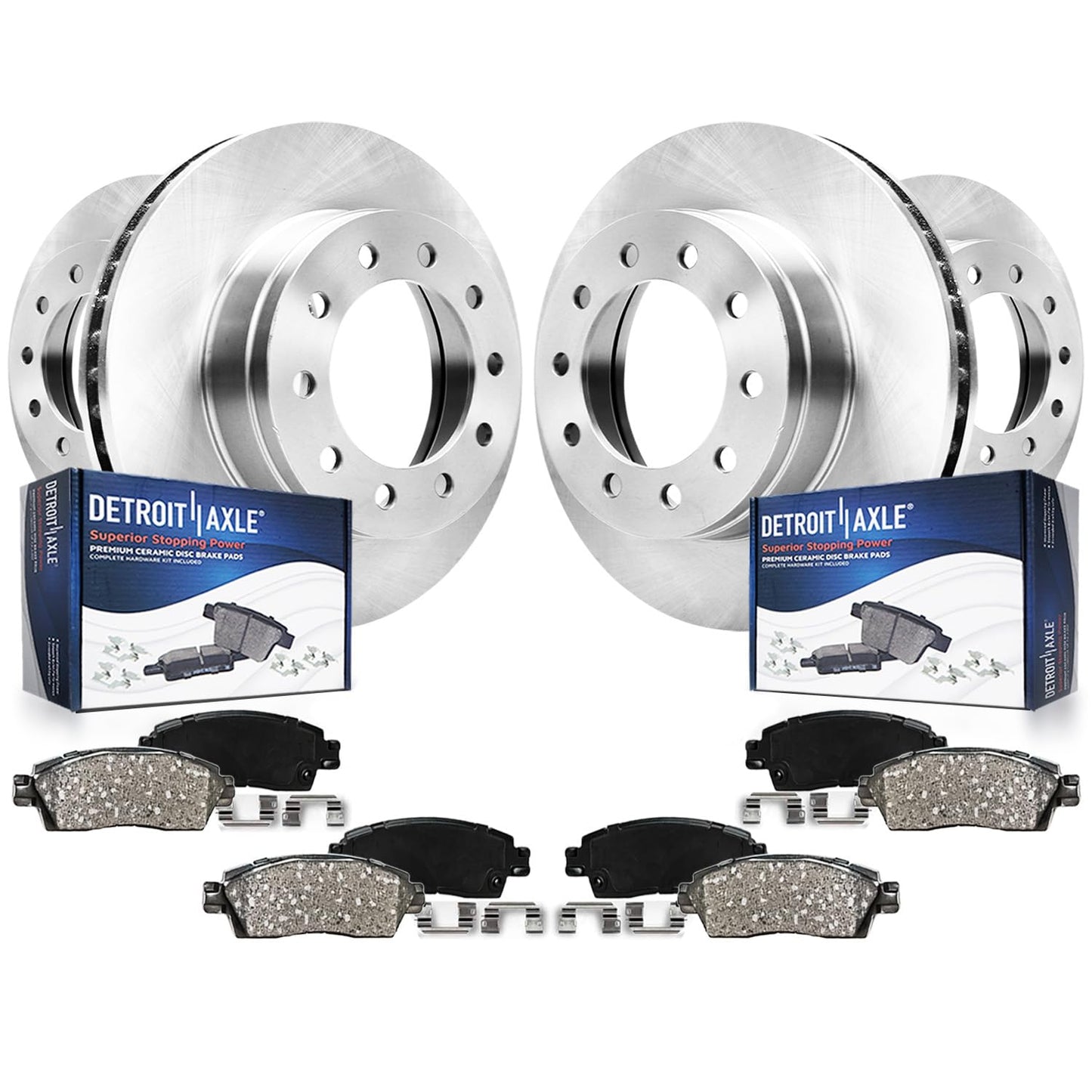 Detroit Axle - 8pc Brake Kit for 2016-2021 Honda Civic, Disc Brake Rotors Ceramic Brakes Pads with Hardware 2017 2018 2019 2020 Replacement : 11.10" inch Front and 10.24" inch Rear Rotor
