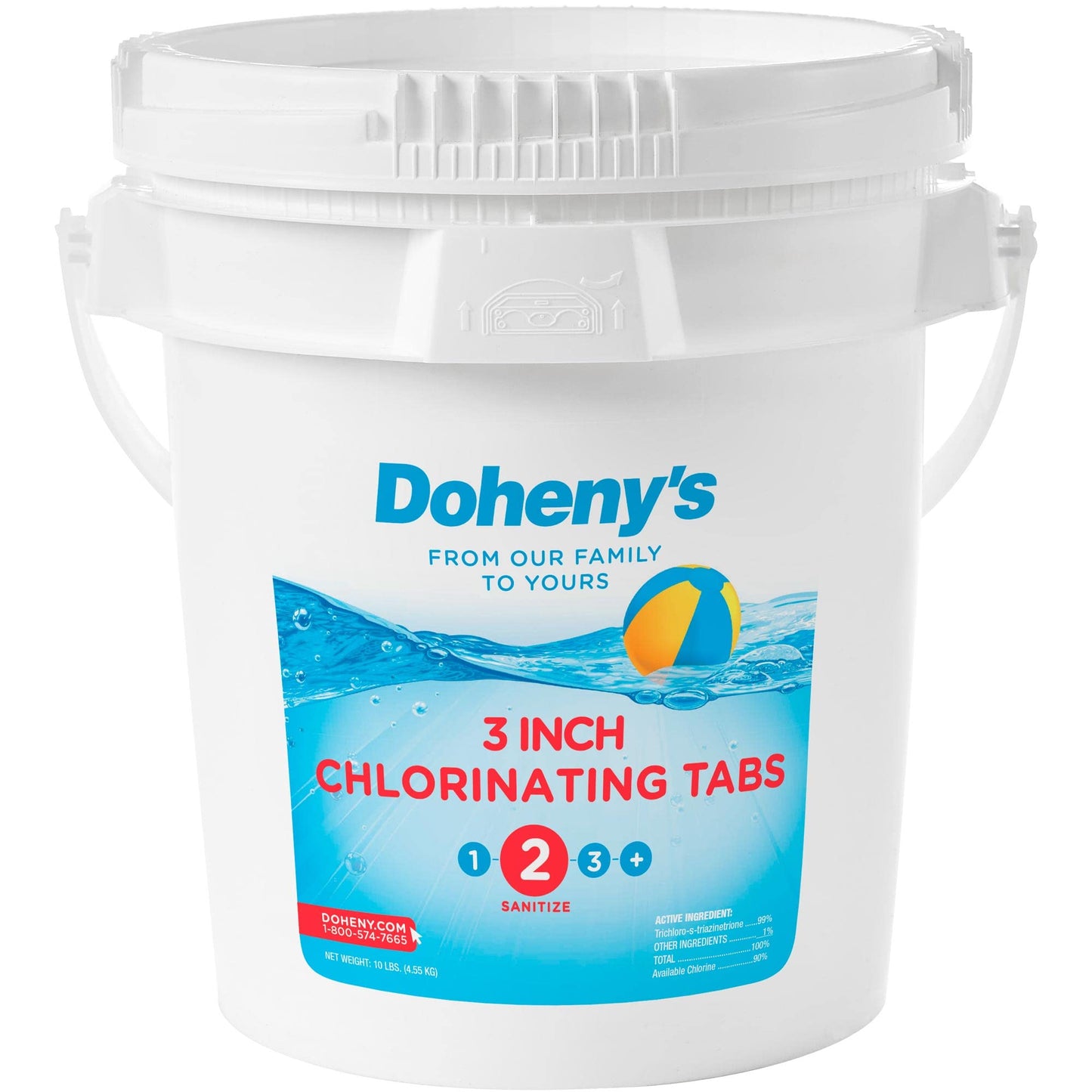 Doheny’s 3-Inch Stabilized Chlorine Tablets for Sanitizing Swimming Pools | 99% Pure Tri-Chlor, 90% Available Chlorine | Long-Lasting, UV-Protected, Slow-Dissolving | Individually Wrapped 50lb Bucket
