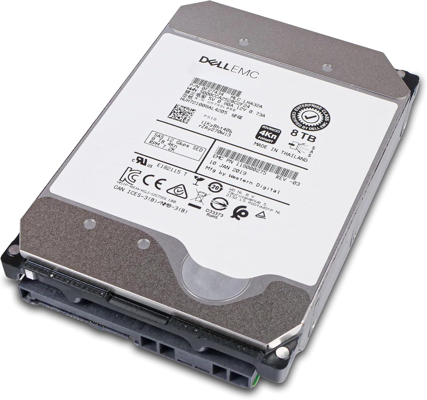 Dell/Western Digital Ultrastar DC HC510 HUH721008AL4205 0F27409 8TB 7.2K RPM SAS 12Gb/s 4Kn 256MB 3.5in Enterprise Hard Drive (Renewed)