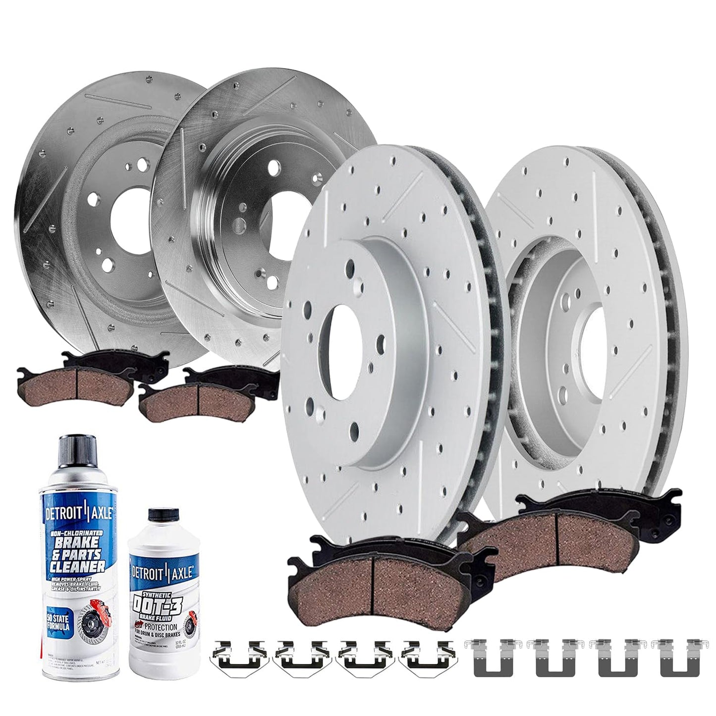 Detroit Axle - Rear Brake Pads for 2019-2024 Chevy Silverado 1500 GMC Sierra 1500, 2021-2024 Tahoe Suburban Yukon XL Cadillac Escalade ESV, Canyon LYRIQ Colorado, Ceramic Brake Pads with Hardware