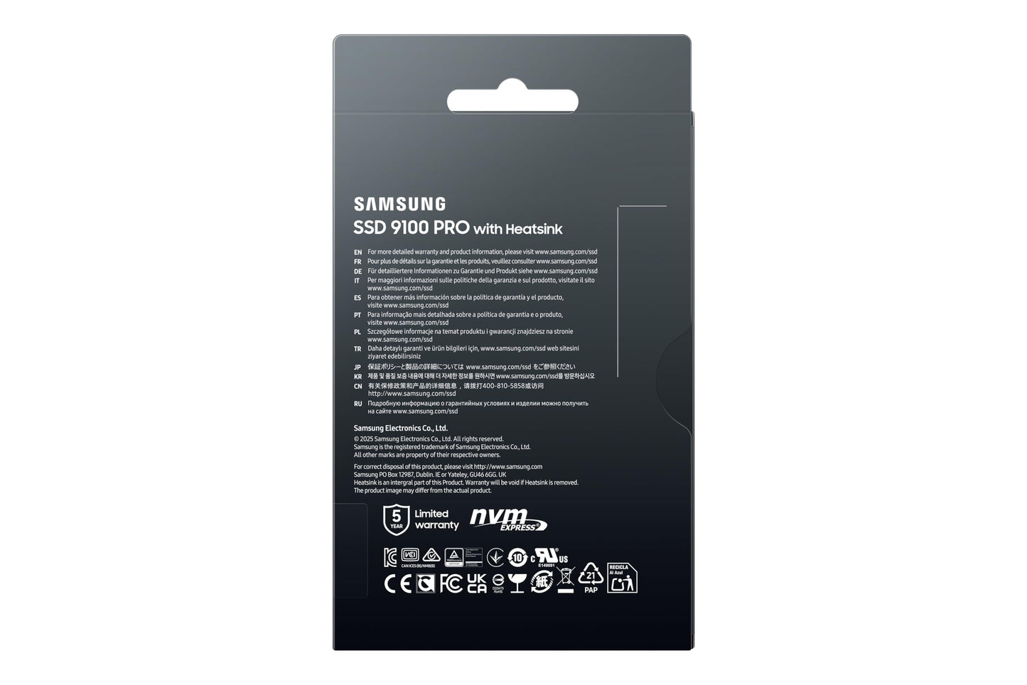 Samsung SSD 9100 PRO 2TB, PCIe 5.0x4 M.2 2280, Seq. Read Speeds Up to 14,700MB/s, Best for AI Computing, Gaming and Heavy Duty Workstations (MZ VAP2T0B/AM)