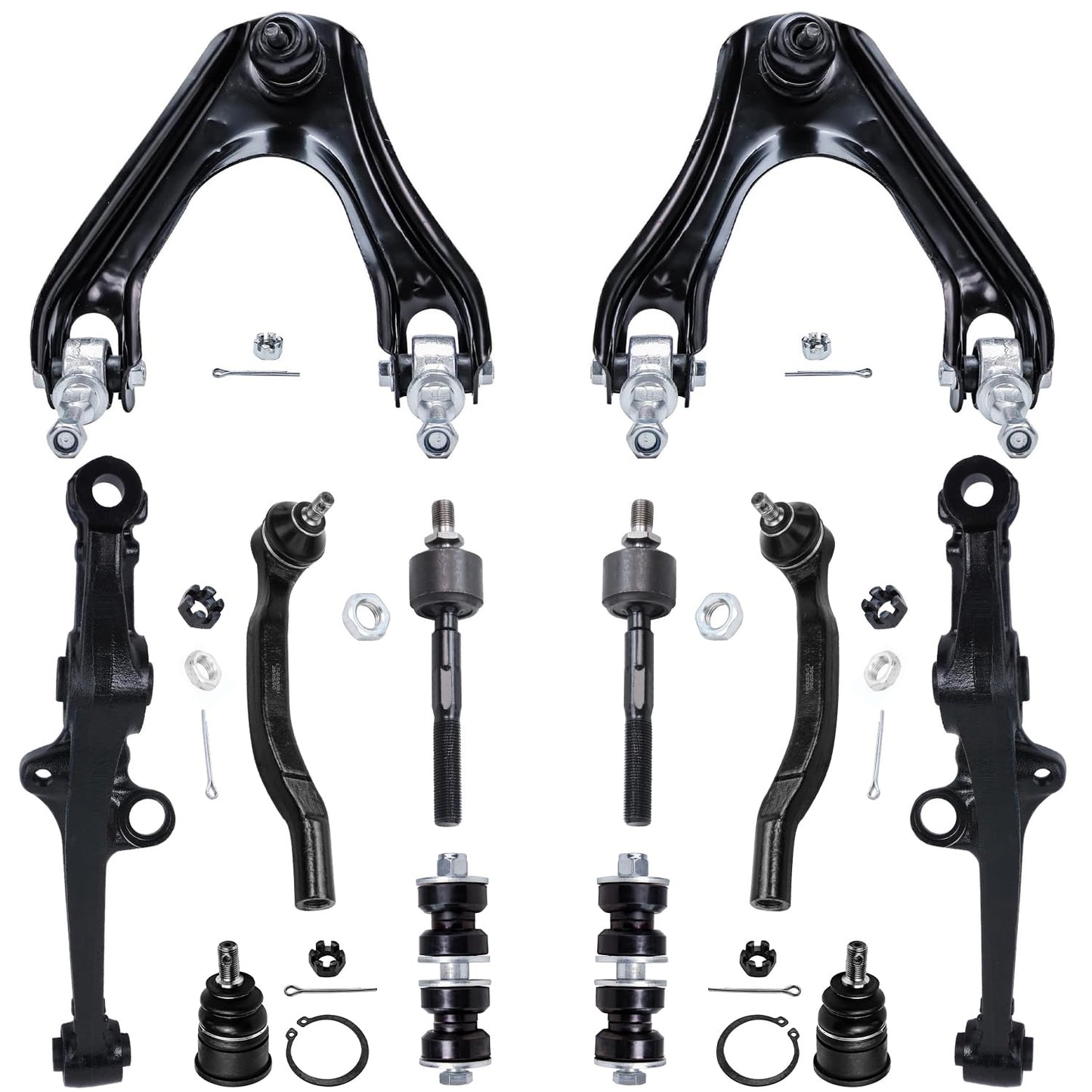 Detroit Axle - 12pc Front End Kit for 07-13 Chevy Silverado 1500 GMC Sierra | Suburban Yukon XL 1500 Tahoe Escalade ESV EXT, 2 Upper Control Arms 2 Sway Bars 4 Tie Rods 2 Lower Ball Joints 2 Boots