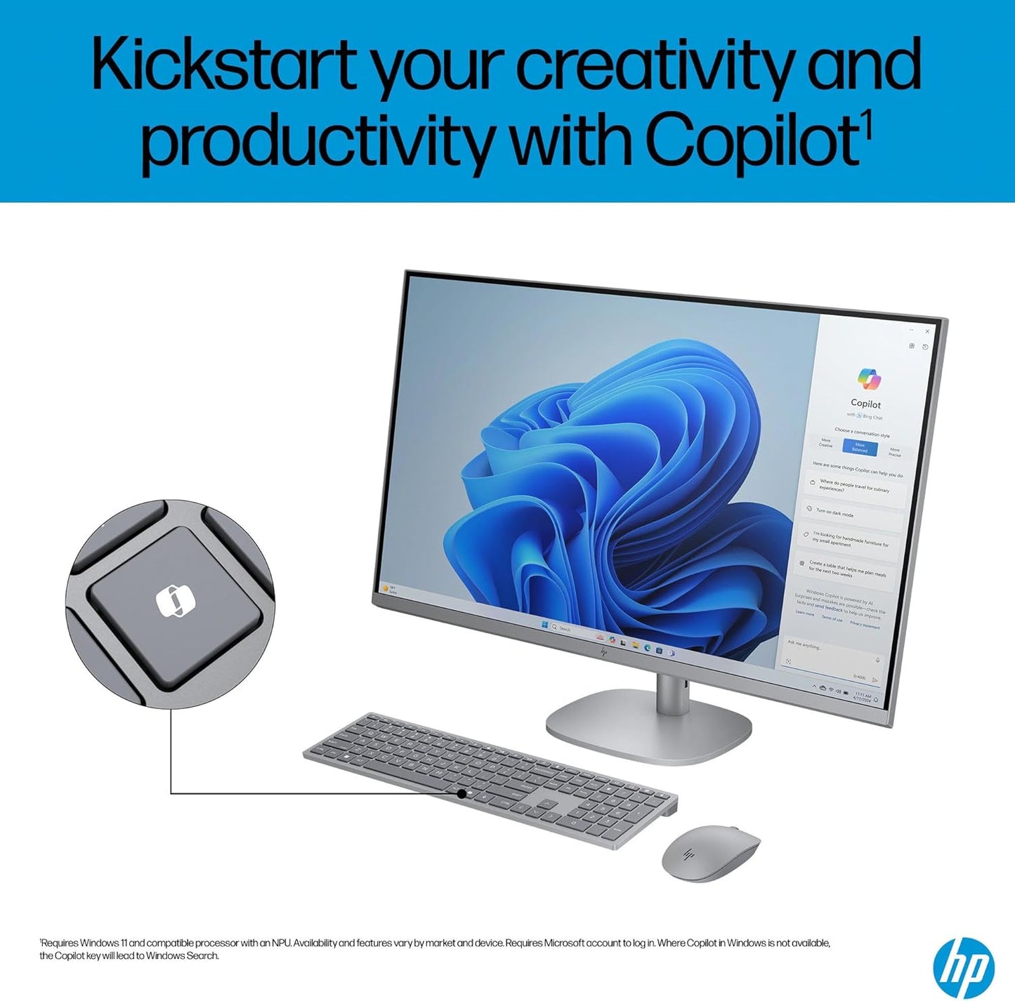 HP OmniStudio X 32 31.5" 4K UHD (3840x2160) All-in-One Desktop PC - Intel Core Ultra 7 258V up to 4.8 GHz, 32GB DDR5 RAM, 1TB NVMe SSD, Intel Arc Graphics, Wireless Keyboard & Mouse, Windows 11 Home