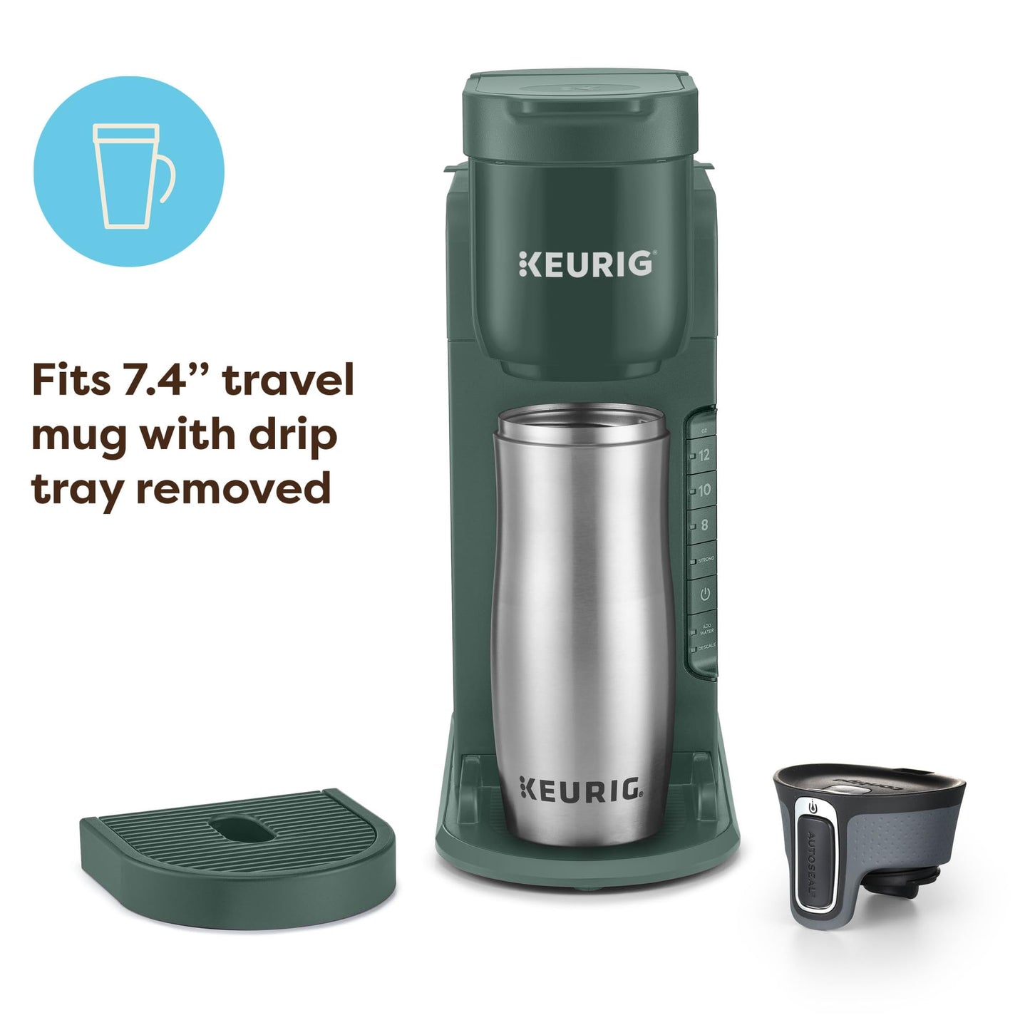 Keurig K-Express Single Serve K-Cup Pod Coffee Maker, 3 Brew Sizes, Strong Button Feature, 42oz Removable Reservoir, Mint