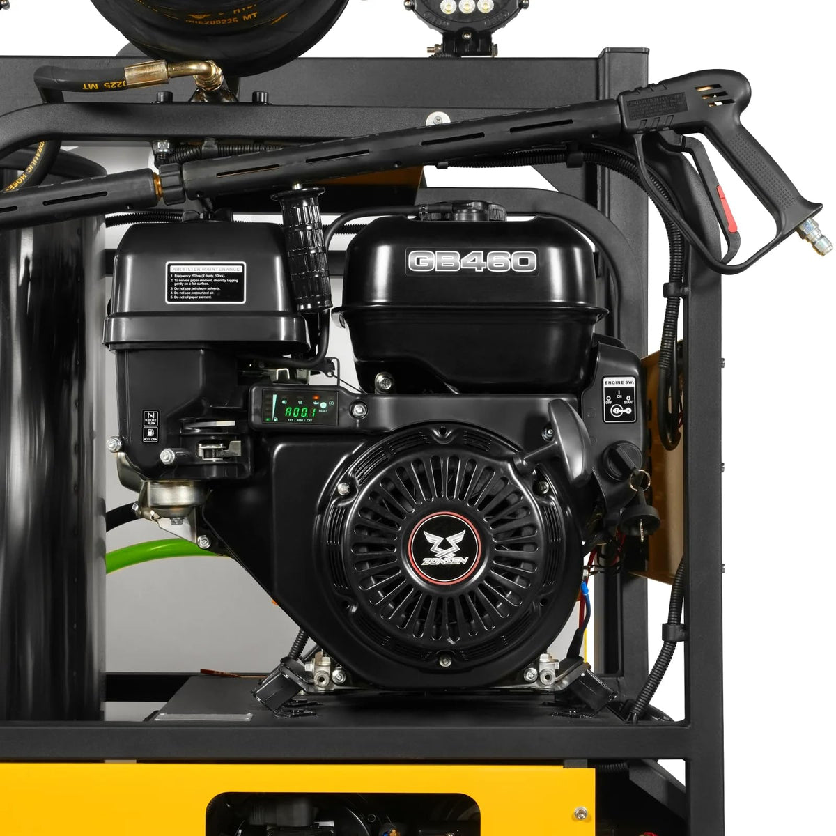 MechMaxx 4000 PSI 4 GPM 420cc 13.4HP E-Start Gas Engine Hot Water Pressure Washer with Hose Reel, Model HPW40D