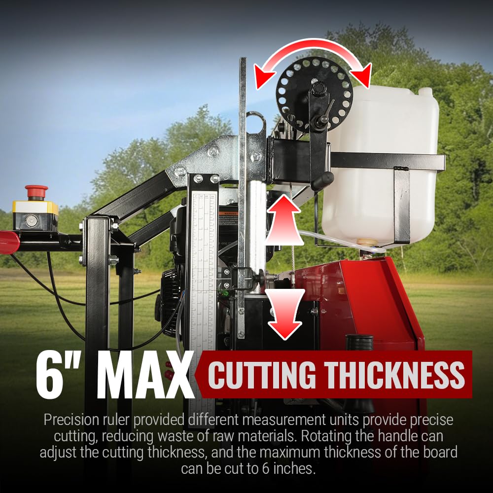 MechMaxx 32" Portable Sawmill, ZONSEN 459cc 15HP E-Start Gasoline Engine, 26.5" Board Width, 13' Track Length, Model SM-32