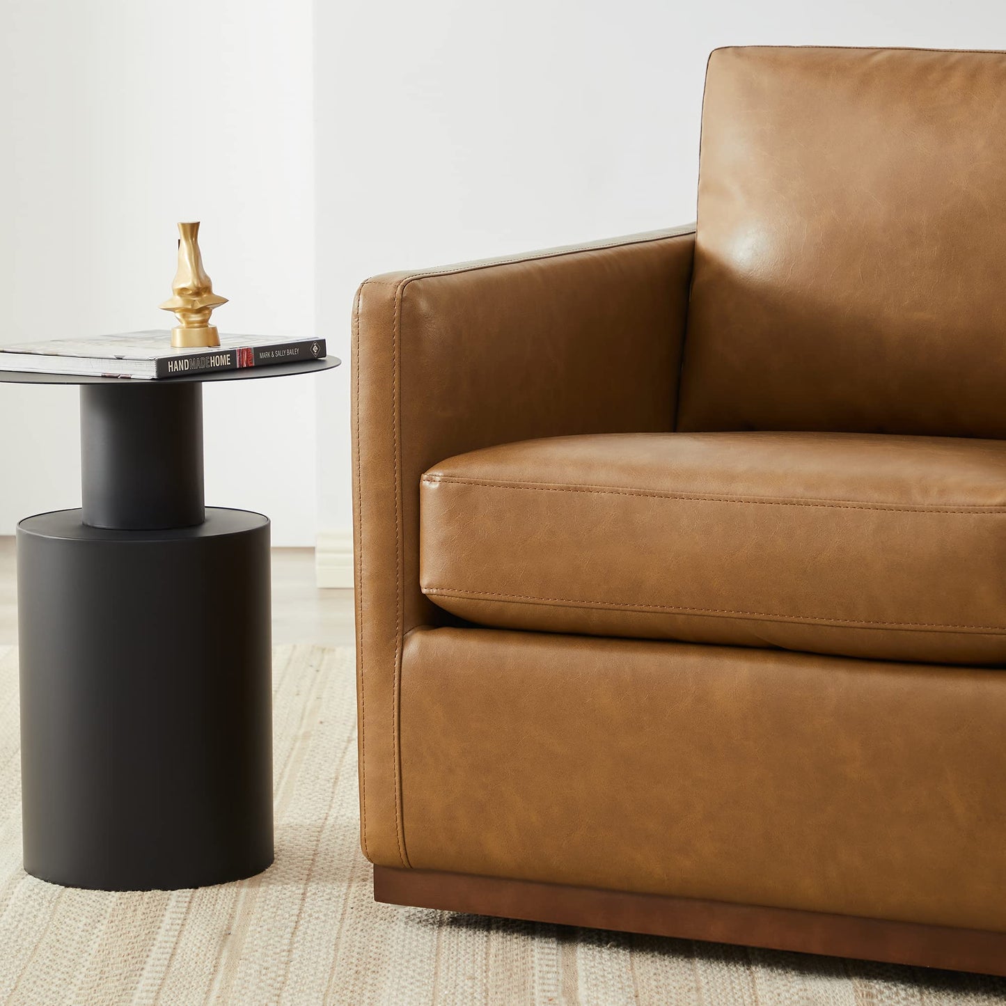 CHITA Genuine Leather Swivel Accent Chair, FSC Certified Mid Century Modern Arm Chair for Living Room and Bedroom, Fully Assembled, Saddle