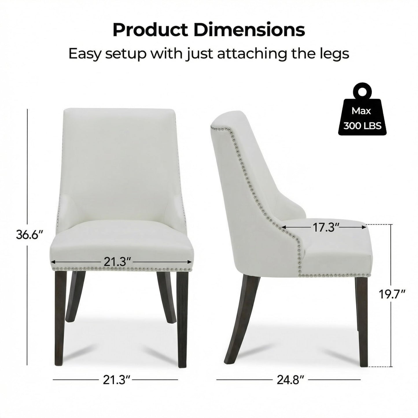 CHITA Modern High Back Dining Room Chairs Set of 2, Farmhouse Upholstered Dining Chairs, Fabric in Linen