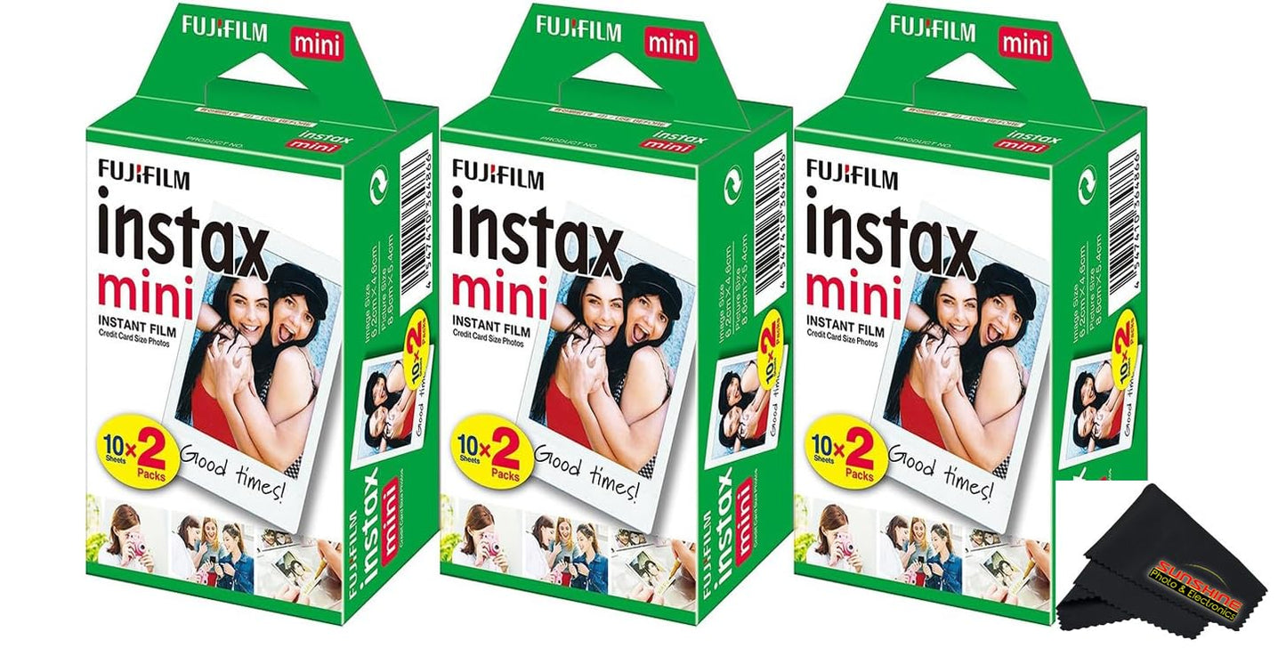 Fujifilm 16437396 Instax Mini Twin Pack Picture Format Instant Daylight Film Pack of 3 (60 Shots)