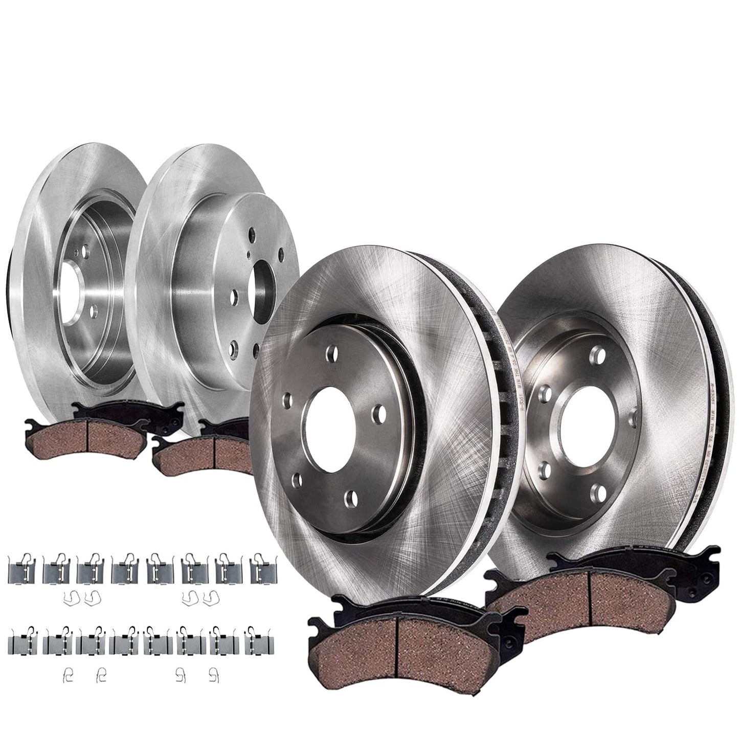 Detroit Axle - 8pc Brake Kit for 2016-2021 Honda Civic, Disc Brake Rotors Ceramic Brakes Pads with Hardware 2017 2018 2019 2020 Replacement : 11.10" inch Front and 10.24" inch Rear Rotor