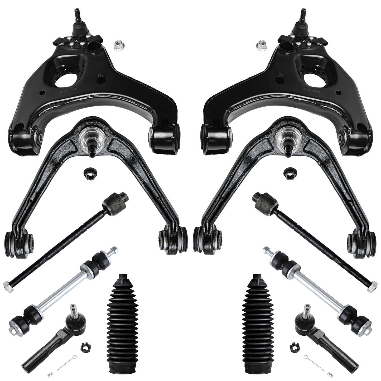 Detroit Axle - 12pc Front End Kit for 07-13 Chevy Silverado 1500 GMC Sierra | Suburban Yukon XL 1500 Tahoe Escalade ESV EXT, 2 Upper Control Arms 2 Sway Bars 4 Tie Rods 2 Lower Ball Joints 2 Boots