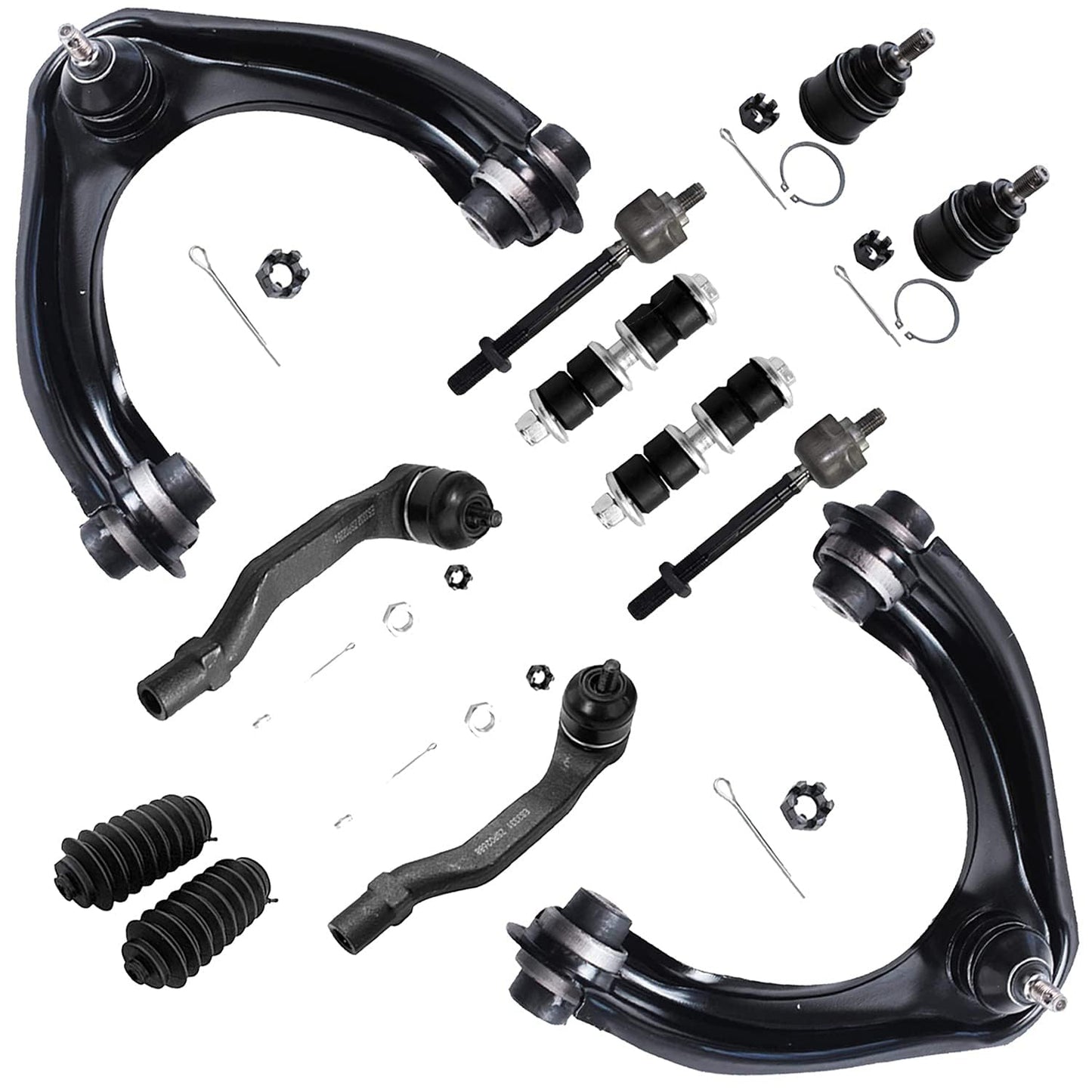 Detroit Axle - 12pc Front End Kit for 07-13 Chevy Silverado 1500 GMC Sierra | Suburban Yukon XL 1500 Tahoe Escalade ESV EXT, 2 Upper Control Arms 2 Sway Bars 4 Tie Rods 2 Lower Ball Joints 2 Boots