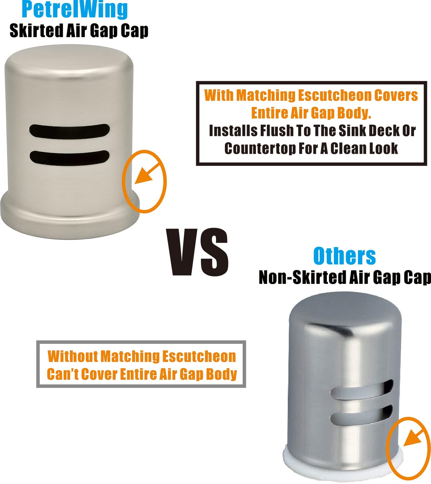 Dishwasher Air Gap Cover Black only, Skirted, Replacement Black air gap dishwasher,Solid Brass,Matte Black Finish