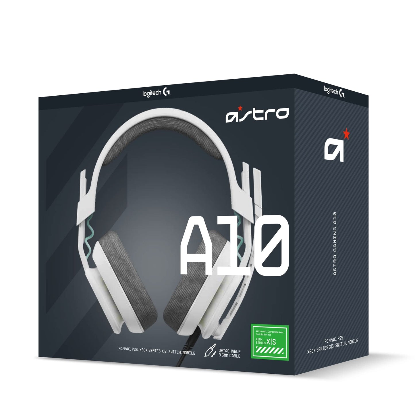 Logitech G Astro A10 Gen 2 Cross-Platform Wired Gaming Headset - Grey | 3.5mm Headphone Jack, 32mm Drivers, Flip-to-Mute Mic, Over-Ear Cup Design