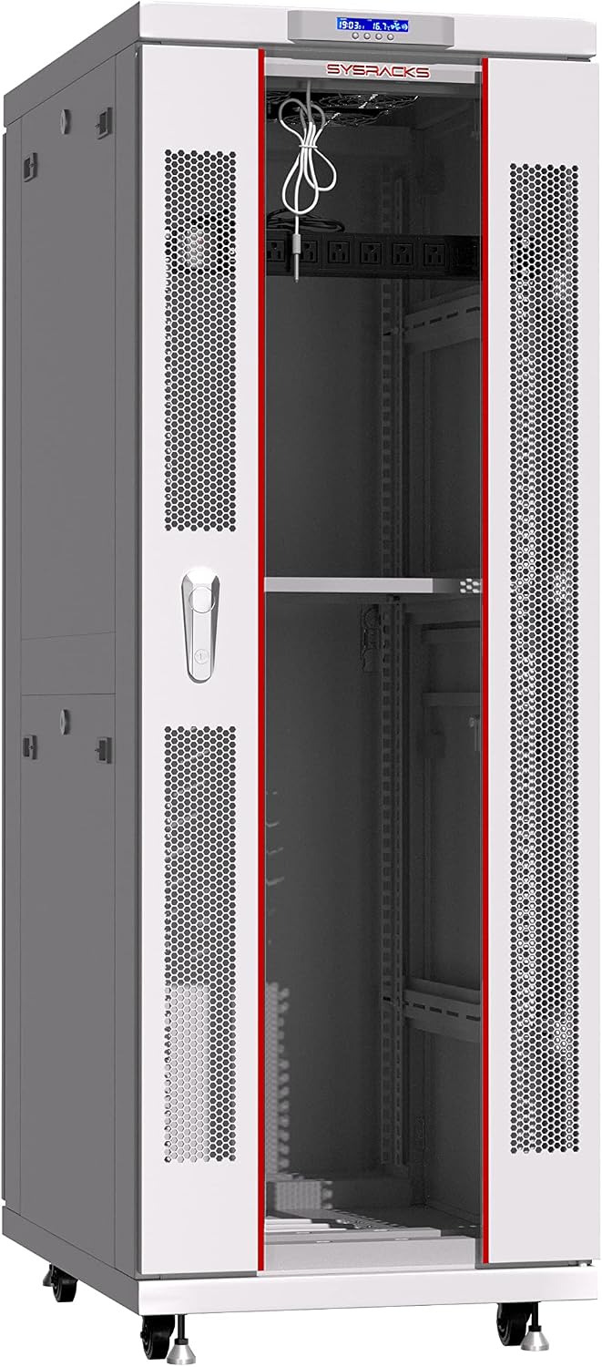 42U Server Rack Cabinet – 19" Network Rack Enclosure, 35" Deep Floor Standing Data Rack with Locking Glass Door, Cooling Fans, PDU & Shelf for Servers, Switches and Patch Panels