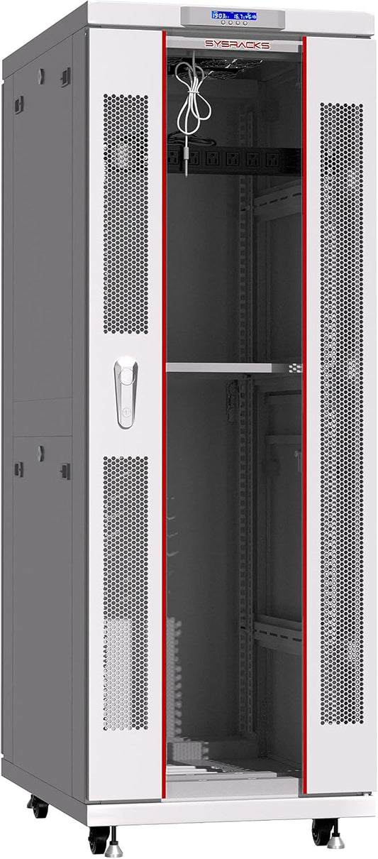 42U Server Rack Cabinet – 19" Network Rack Enclosure, 35" Deep Floor Standing Data Rack with Locking Glass Door, Cooling Fans, PDU & Shelf for Servers, Switches and Patch Panels
