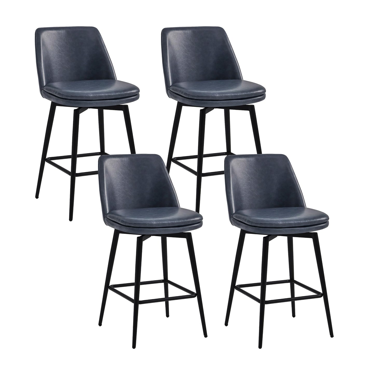 CHITA Swivel Bar Stools, 27.2" Counter Height Bar Stools Set of 3, FSC Certified Upholstered Modern Counter Stools, Metal Legs, Faux Leather, Saddle Brown