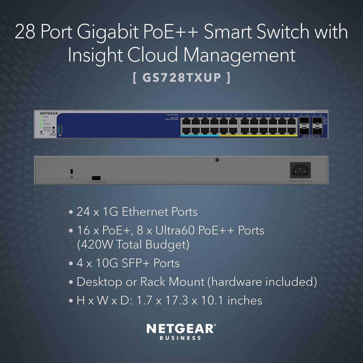 NETGEAR 52-Port PoE Gigabit Ethernet Smart Switch (GS752TPP) - Managed, Optional Insight Cloud Management, 48 x PoE+ @ 760W, 4 x 1G SFP, Desktop or Rackmount