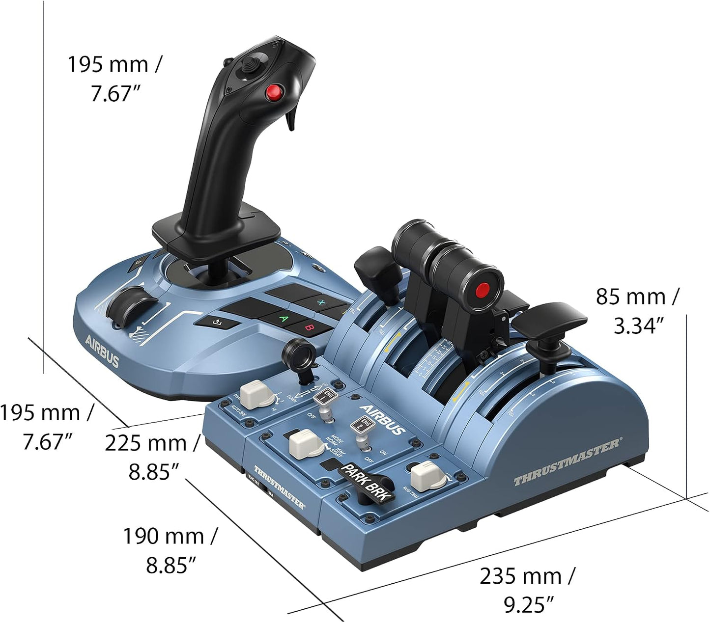 Thrustmaster TCA Captain Pack X Airbus Sidestick & Throttle - XBOX & PC | A320 1:1 replica, 14 remappable buttons, thrust reverser, twist rudder, 31 mappable quadrant buttons, 4 axes, for MSFS