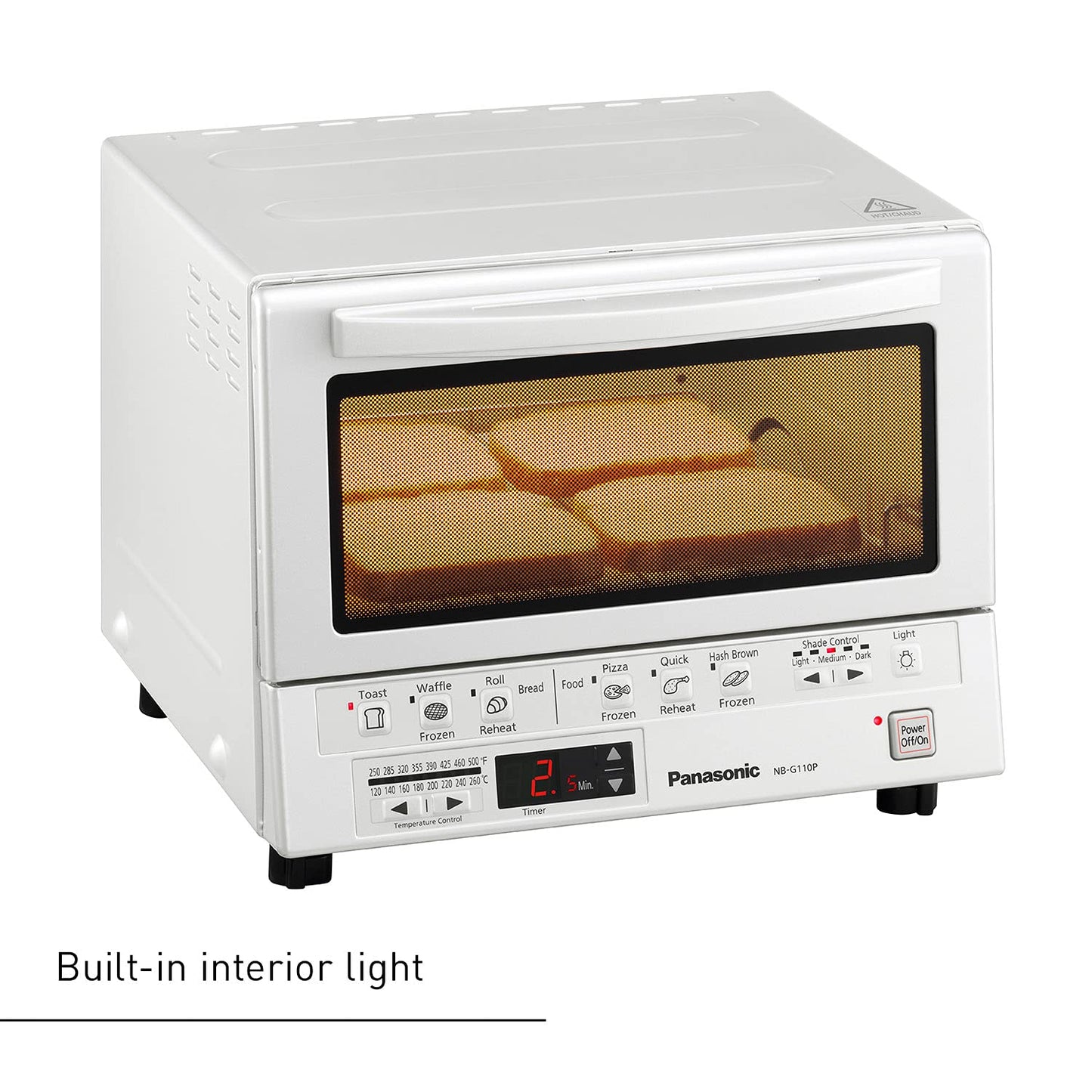Panasonic FlashXpress Toaster Oven Countertop, 4-Slice Small Toaster Oven Compact Size with Double Infrared Heating, 6 Auto Cook Options and Precise Temperature Control, 1300W - NB-G110P (Silver)