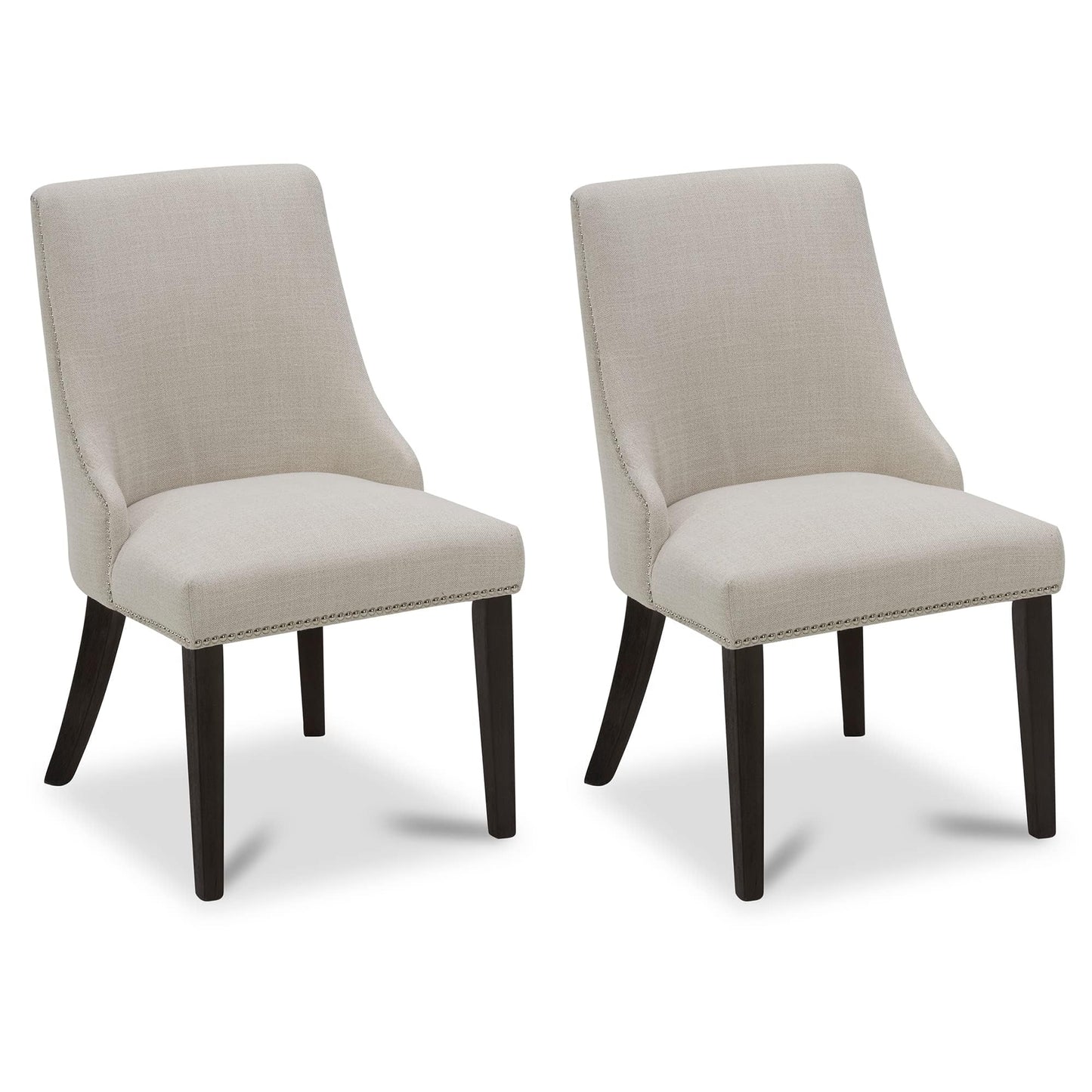 CHITA Modern High Back Dining Room Chairs Set of 2, Farmhouse Upholstered Dining Chairs, Fabric in Linen