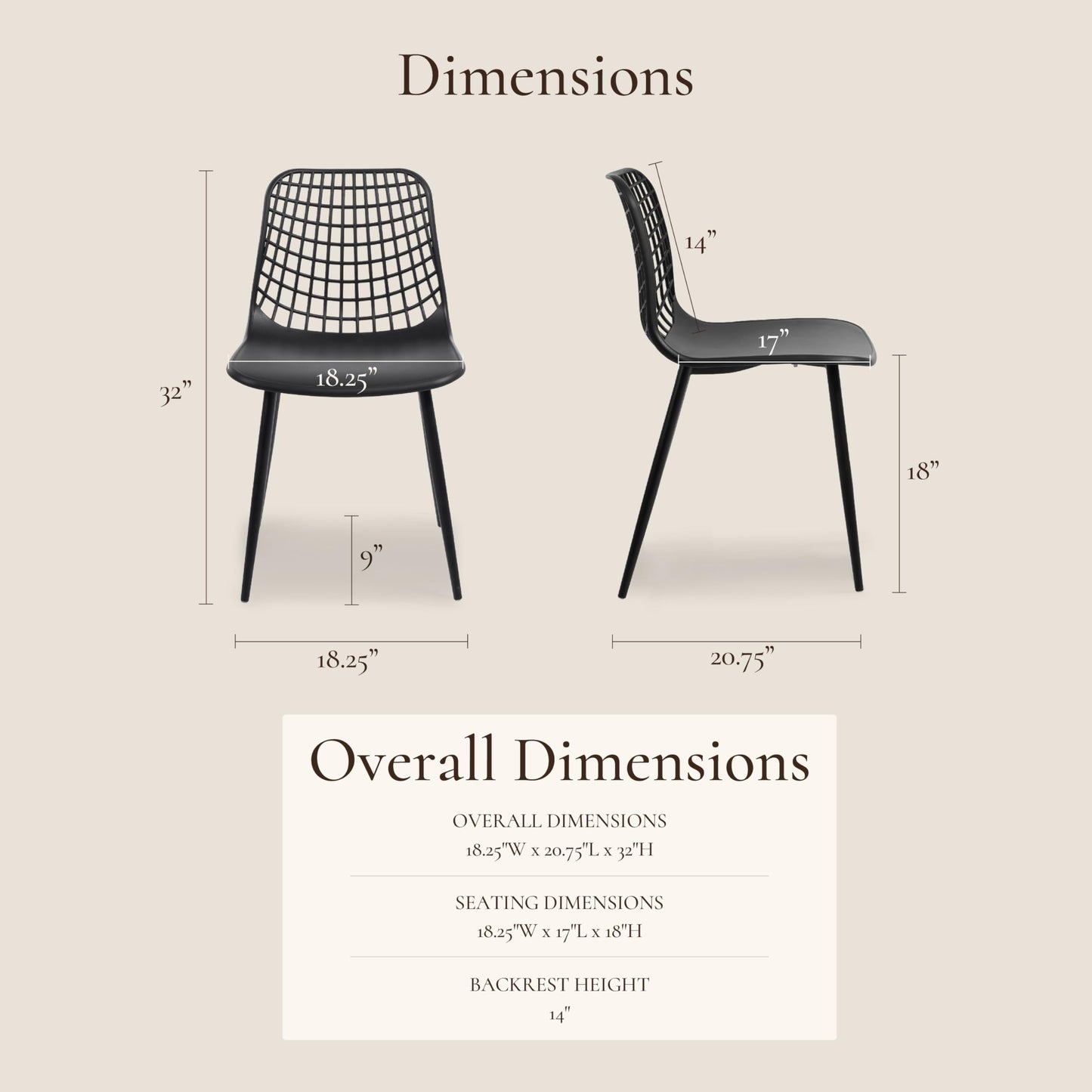 POLY & BARK Isla Modern Dining Chairs Set of 4 – Mid Century Modern Plastic Dining Chair with Metal Legs – Kitchen & Dining Room Chairs – Indoor/Outdoor – White