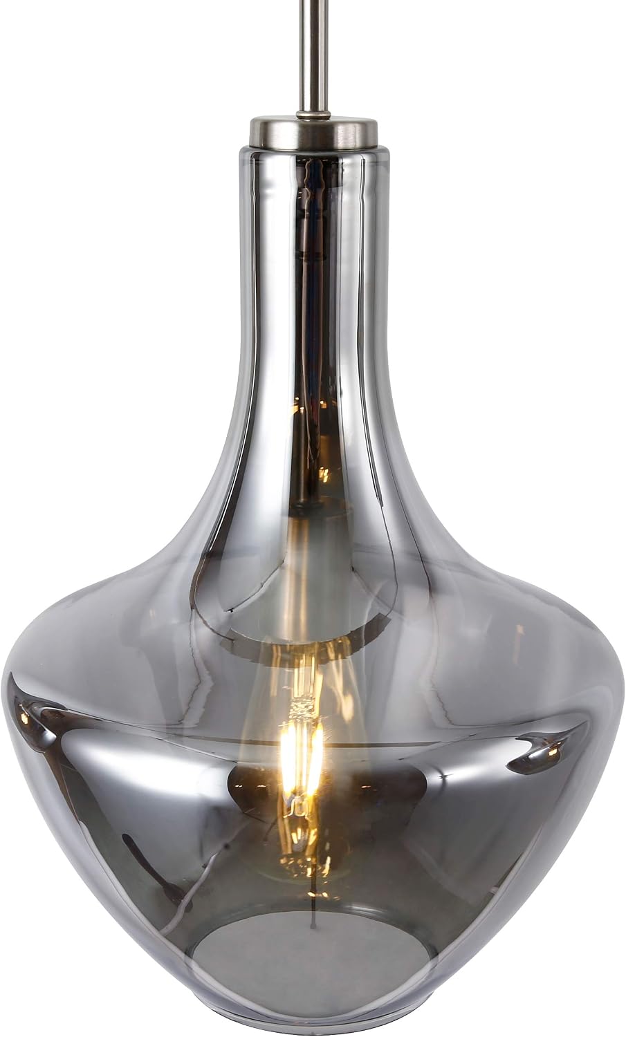 Light Society Modena 3-Light Island Light, Chrome Glass with Satin Nickel Finish, Contemporary Mid Century Modern Style Lighting Fixture