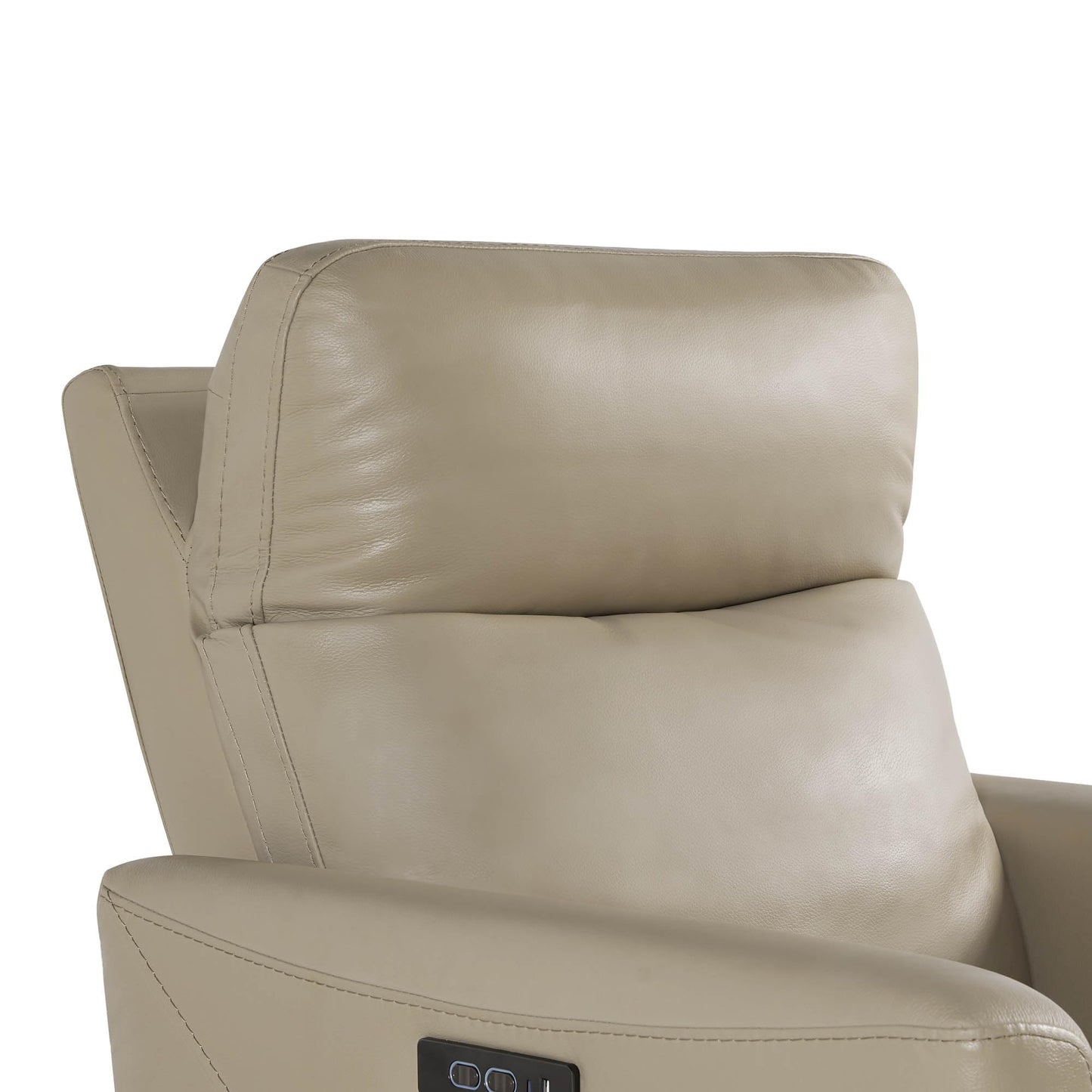 CHITA Genuine Leather Power Recliner Chair for Adults, Electric Wall Hugger Recliner for Small Spaces, Modern Living Room and RV Recliner Chair with Adjustable Power Headrest & Charging Ports, Brown