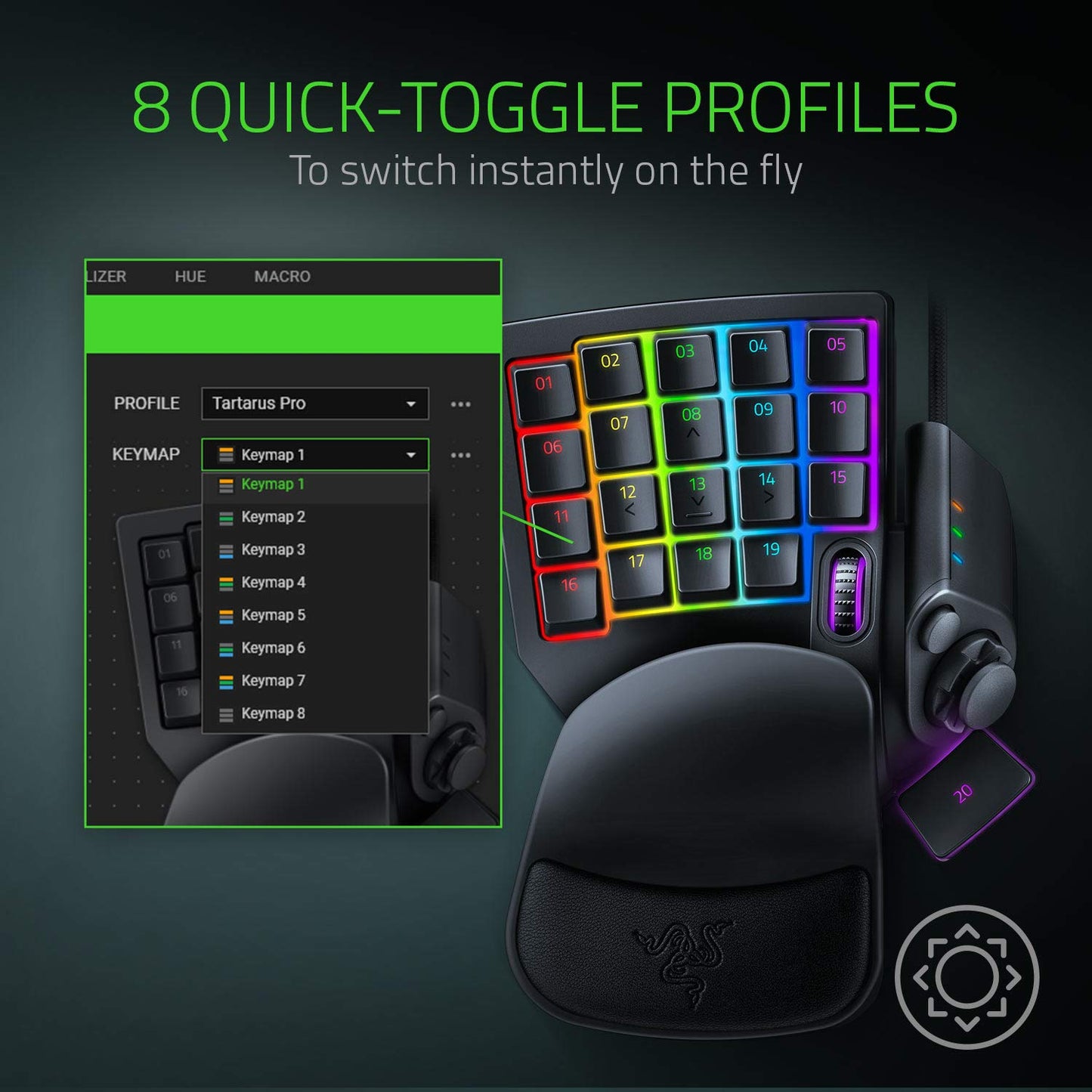 Razer Tartarus V2 Gaming Keypad: Mecha Membrane Key Switches - One Handed Keyboard - 32 Programmable Keys - Customizable Chroma RGB Lighting - Programmable Macros - Snap Tap - Black