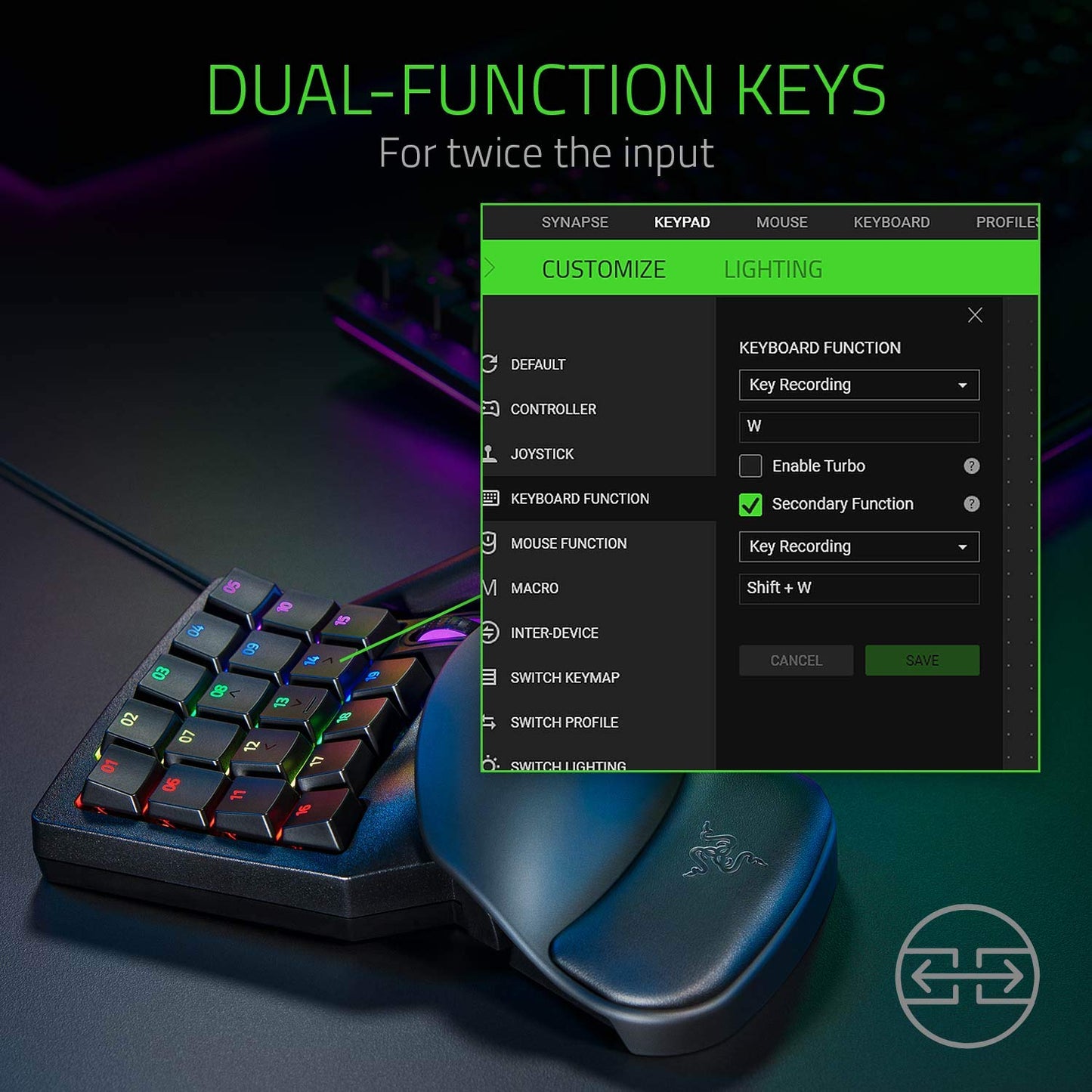 Razer Tartarus V2 Gaming Keypad: Mecha Membrane Key Switches - One Handed Keyboard - 32 Programmable Keys - Customizable Chroma RGB Lighting - Programmable Macros - Snap Tap - Black