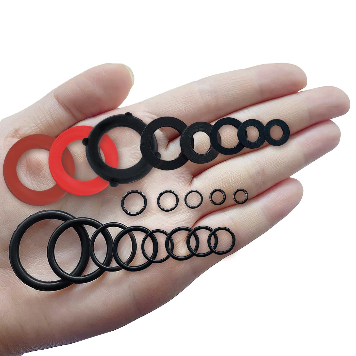 ZDBB 80 Pcs Garden Hose Gasket Rubber Seal, Fits All Standard 3/4 Inch Outdoor Hose Fittings with Heavy Duty Red and Black Self-Locking Tabs to Hold The Gasket Securely in The Fitting