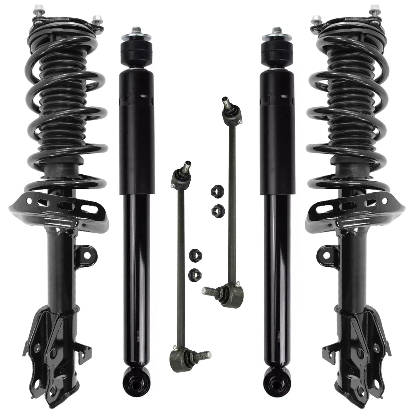 Detroit Axle - 6pc Struts Shocks Kit for 2014-2018 Chevy Silverado 1500 GMC Sierra 1500, 2 Front Struts w/Coil Springs 2 Sway Bars 2 Rear Shock Absorbers 2015 2016 2017 Replacement Suspension